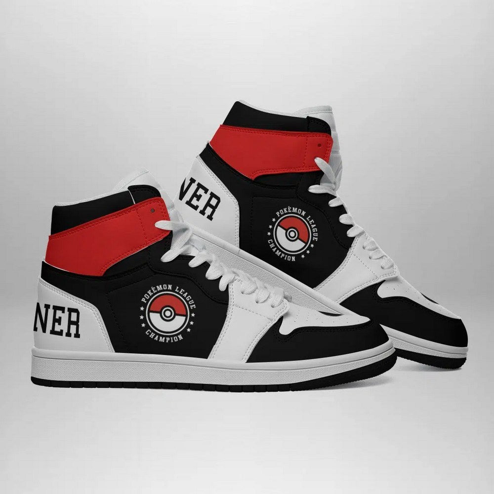Ideafootwear Poke League Champion Pokemon  AJ1 High Sneakers Shoes For Men And Women