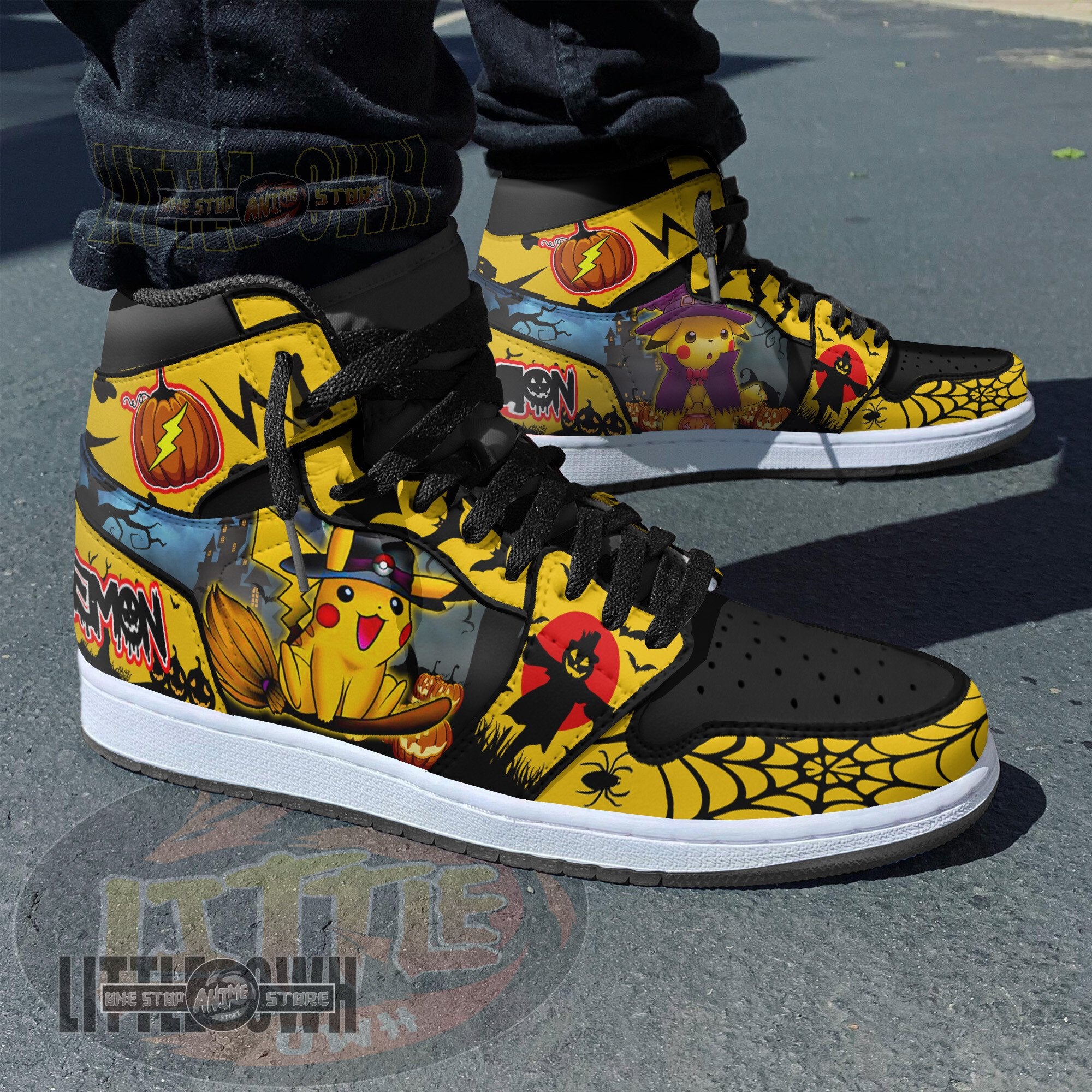 Ideafootwear Pokemon AJ1 High Sneakers Shoes For Men And Women