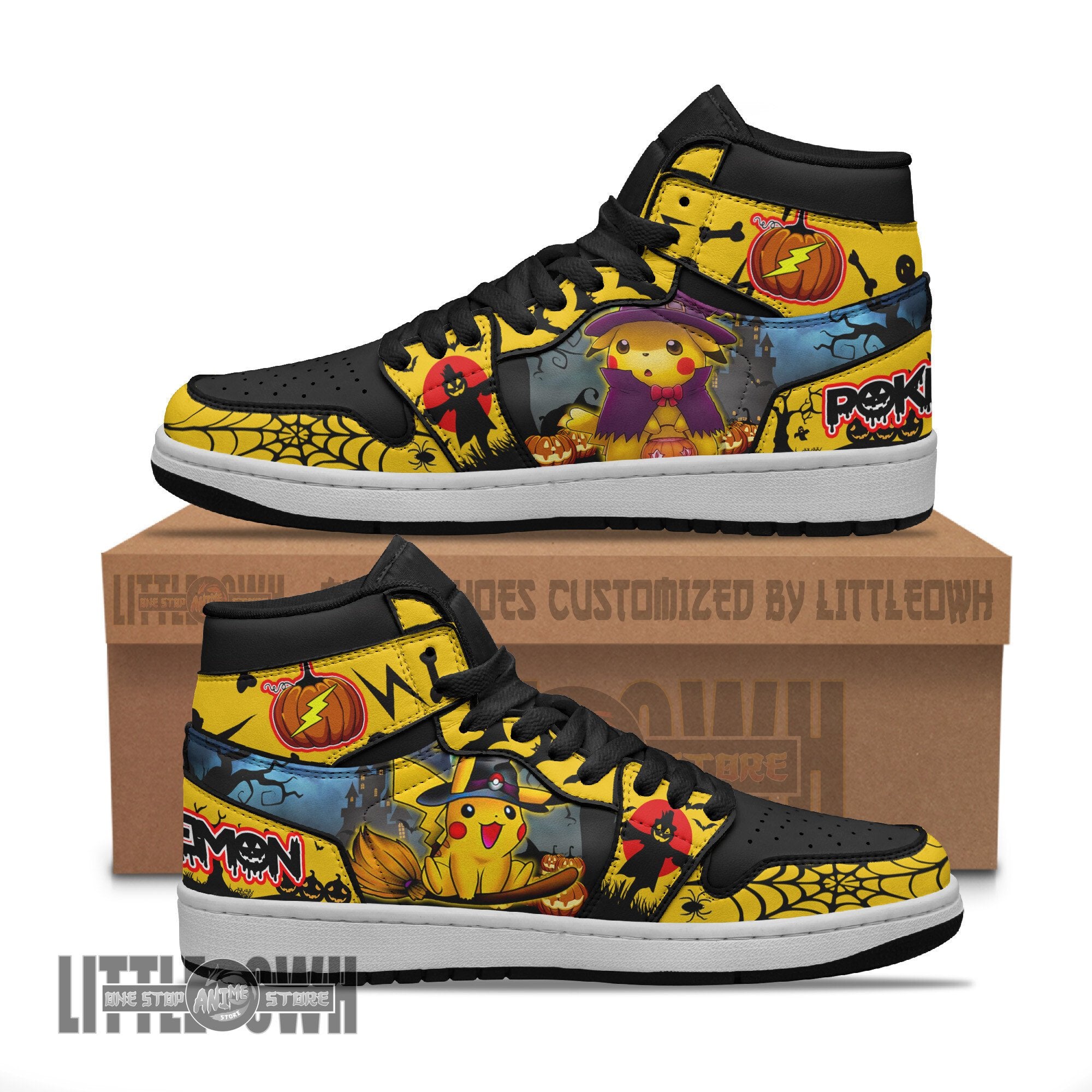 Ideafootwear Pokemon AJ1 High Sneakers Shoes For Men And Women