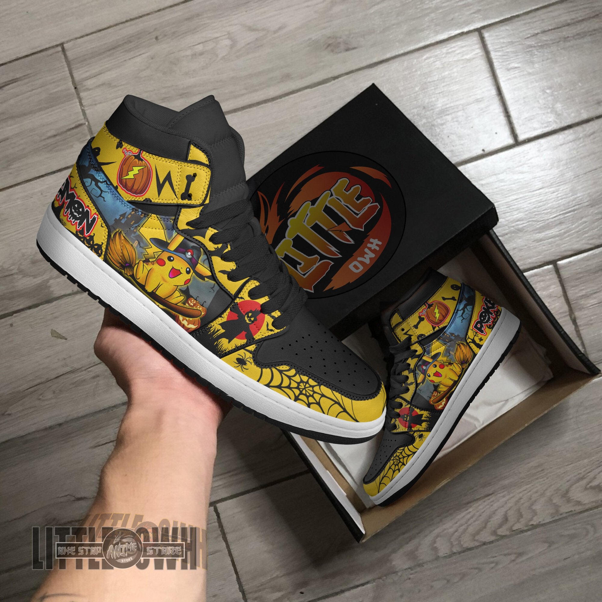 Ideafootwear Pokemon AJ1 High Sneakers Shoes For Men And Women