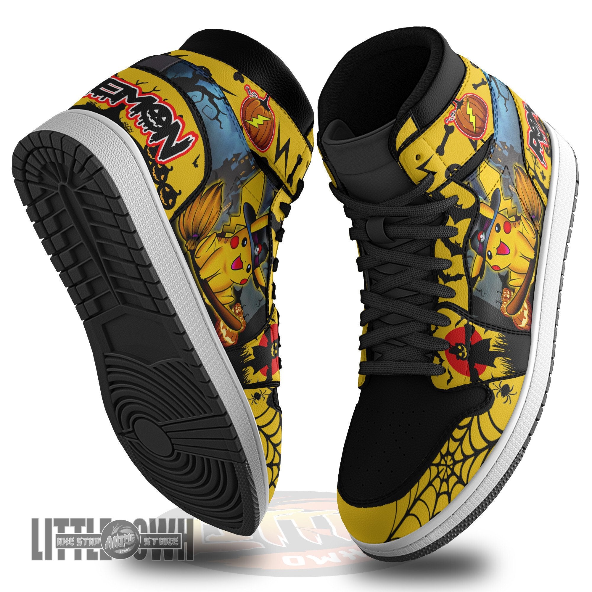 Ideafootwear Pokemon AJ1 High Sneakers Shoes For Men And Women