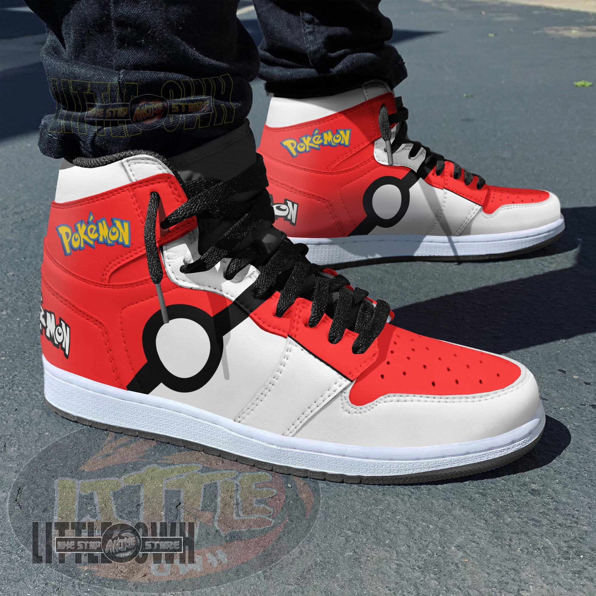 Ideafootwear Pokemon Ball AJ1 High Sneakers Shoes For Men And Women