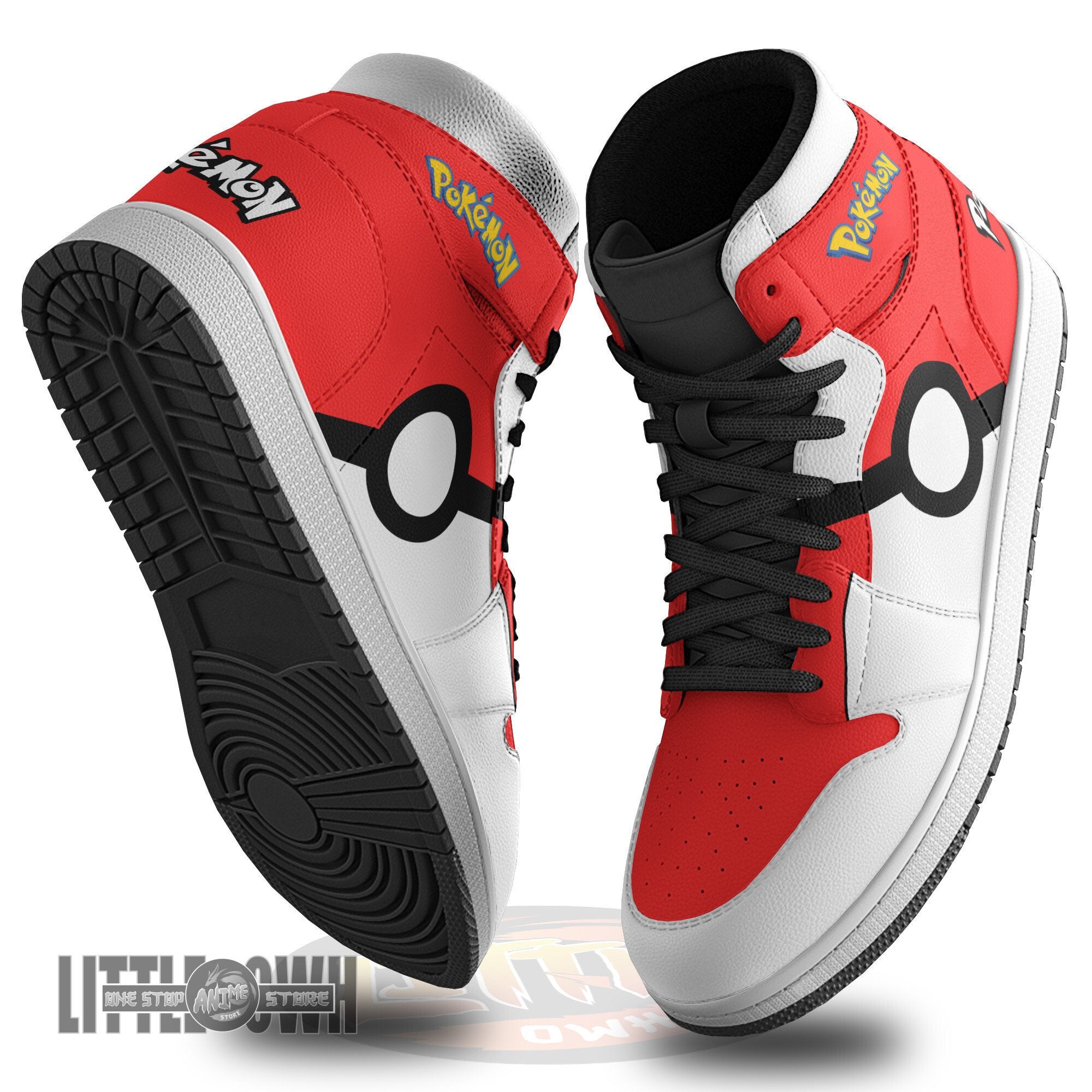Ideafootwear Pokemon Ball AJ1 High Sneakers Shoes For Men And Women
