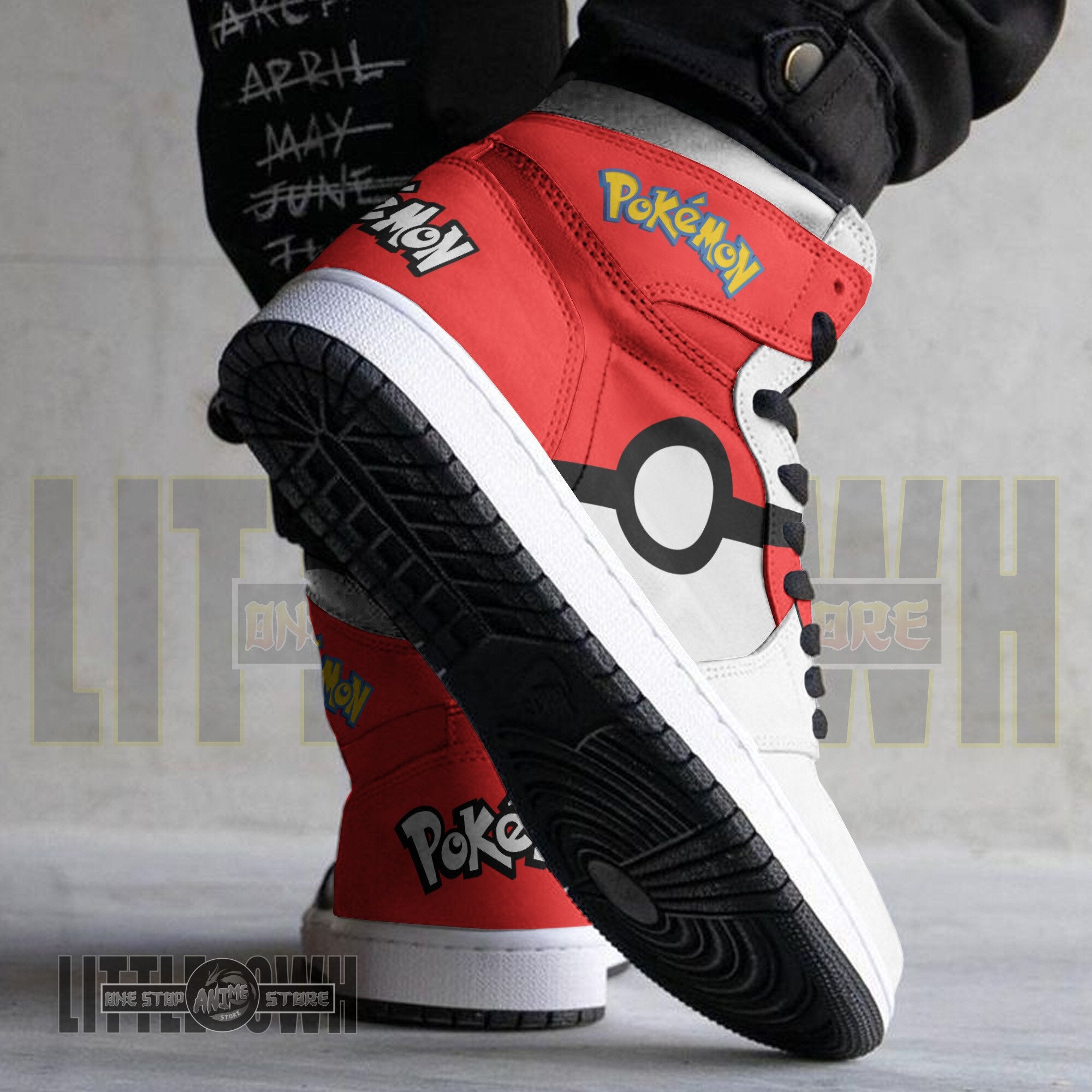 Ideafootwear Pokemon Ball AJ1 High Sneakers Shoes For Men And Women
