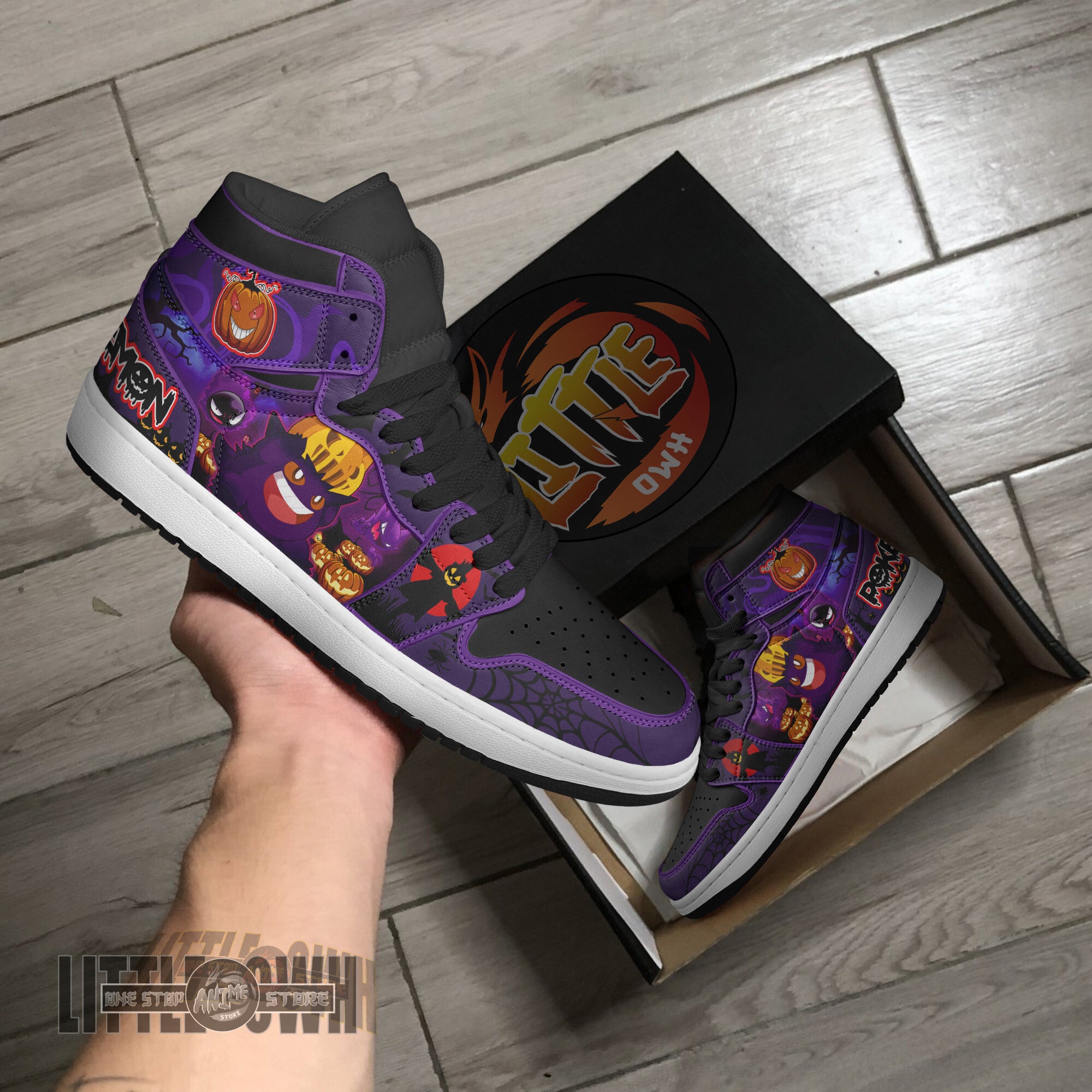 Ideafootwear Pokemon Gengar AJ1 High Sneakers Shoes For Men And Women
