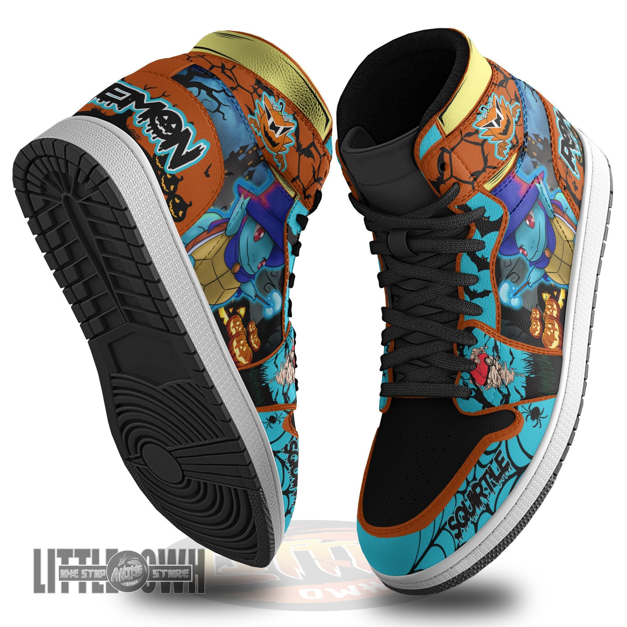 Ideafootwear Pokemon Squirtle AJ1 High Sneakers Shoes For Men And Women