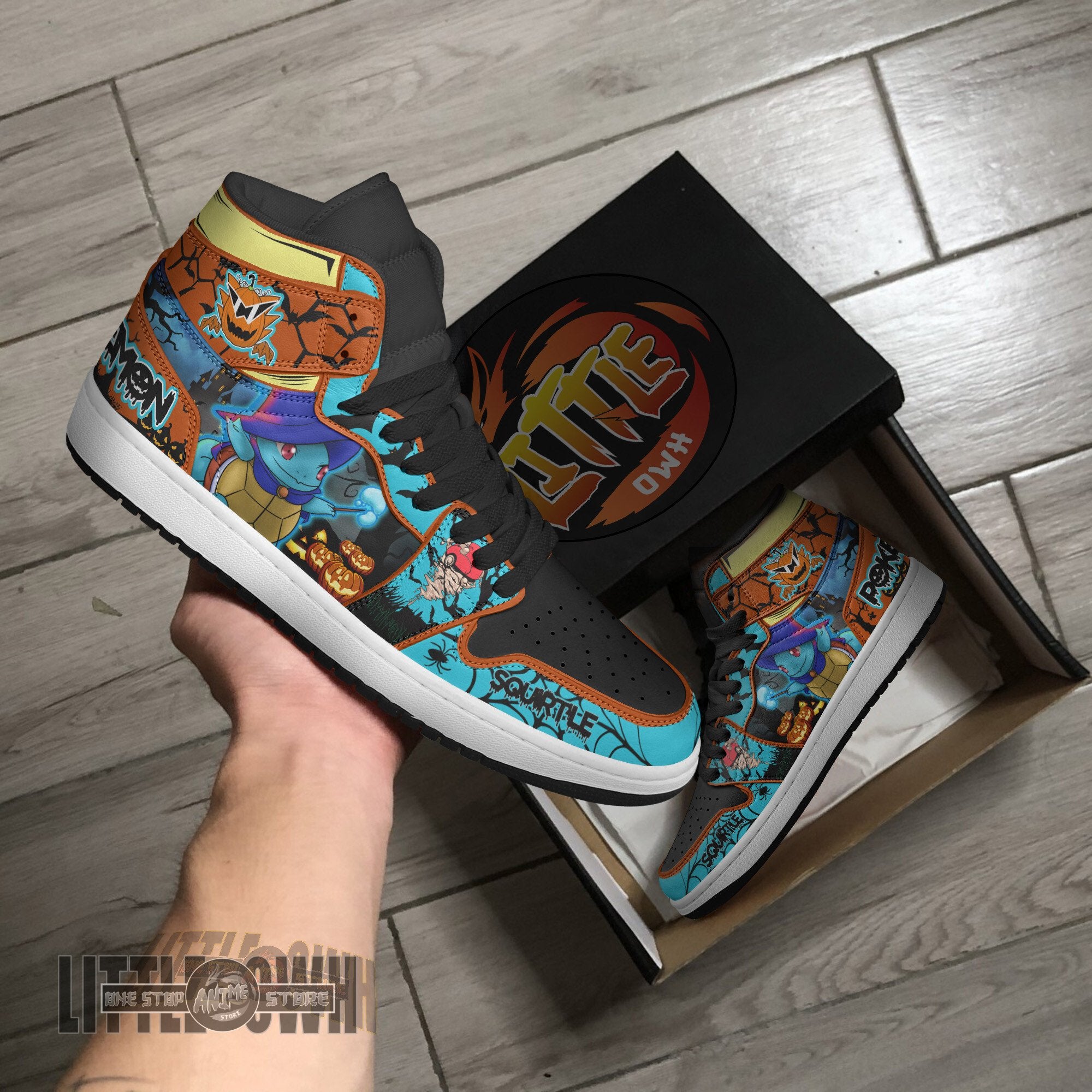 Ideafootwear Pokemon Squirtle AJ1 High Sneakers Shoes For Men And Women