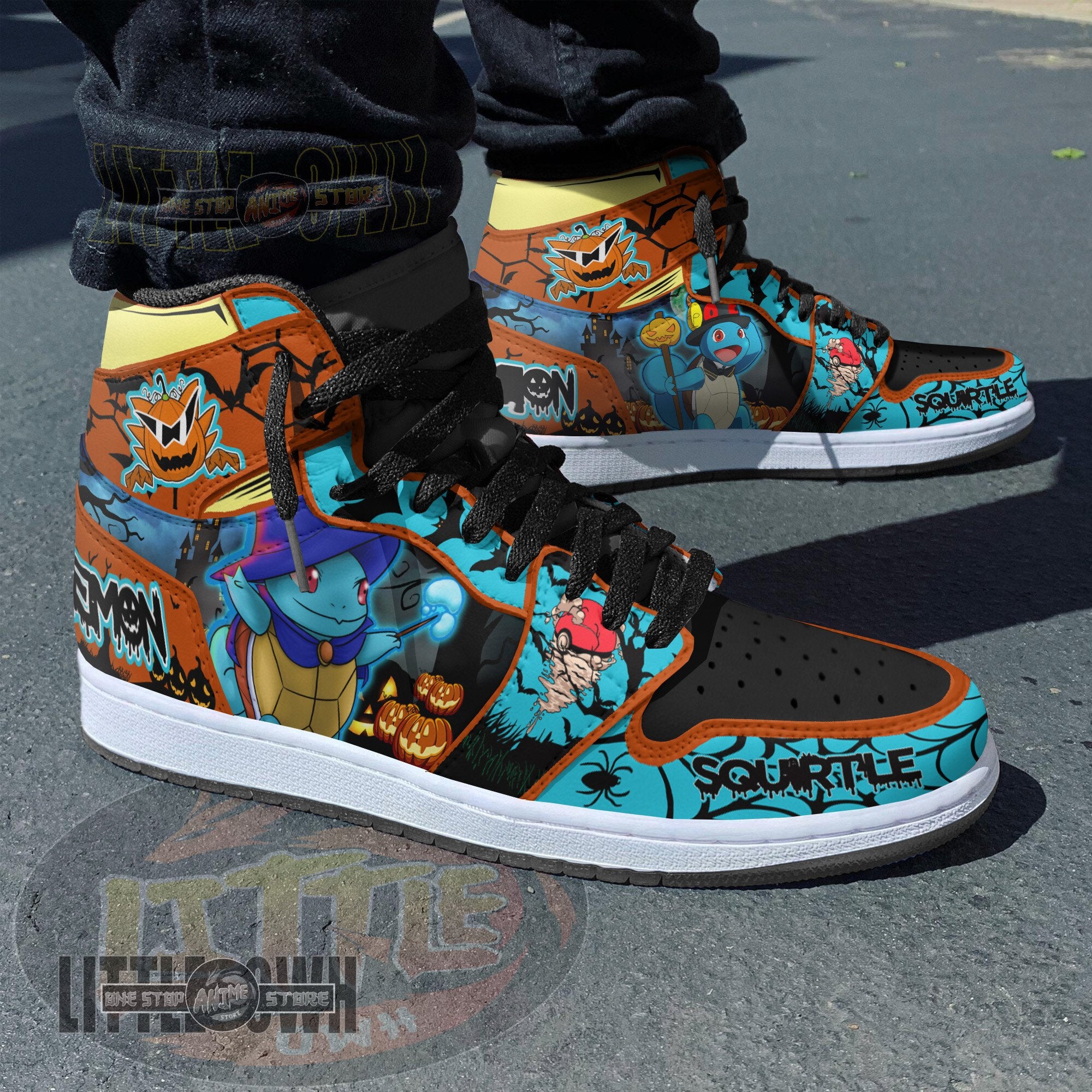 Ideafootwear Pokemon Squirtle AJ1 High Sneakers Shoes For Men And Women