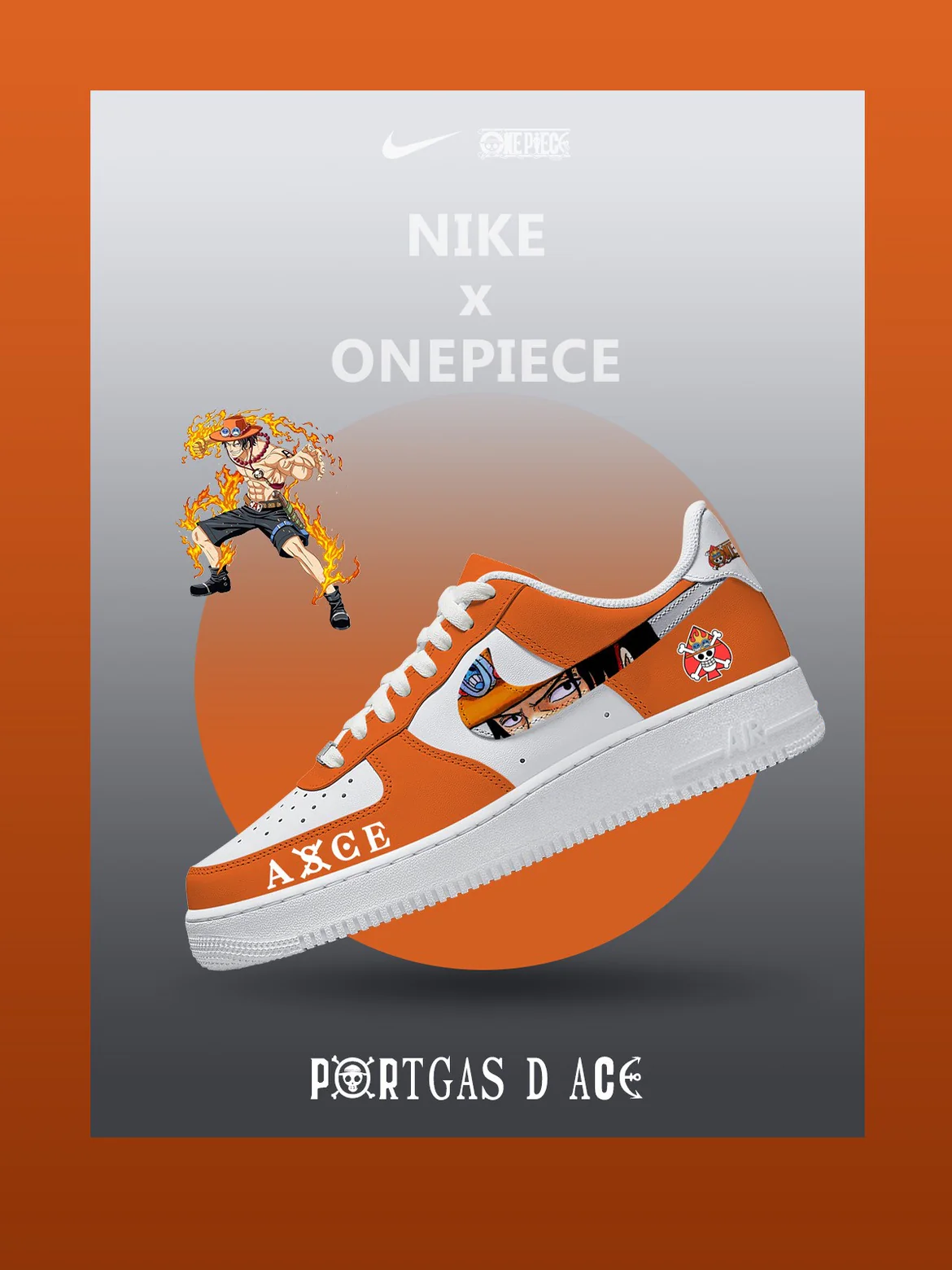 Ideafootwear Portgas D Ace  Air Low-Top Sneakers Shoes For Men And Women 1