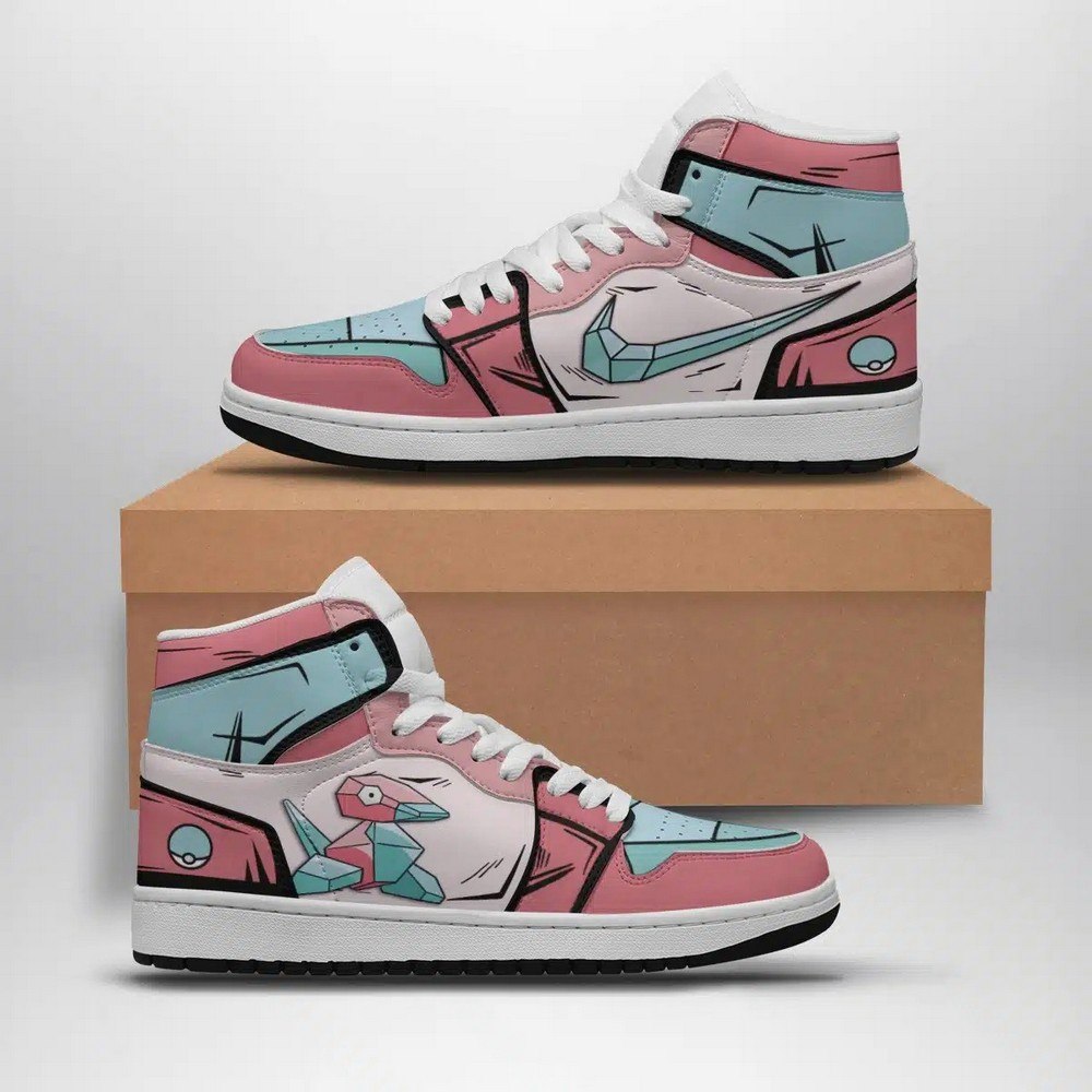 Ideafootwear Porygon Pokemon  AJ1 High Sneakers Shoes For Men And Women