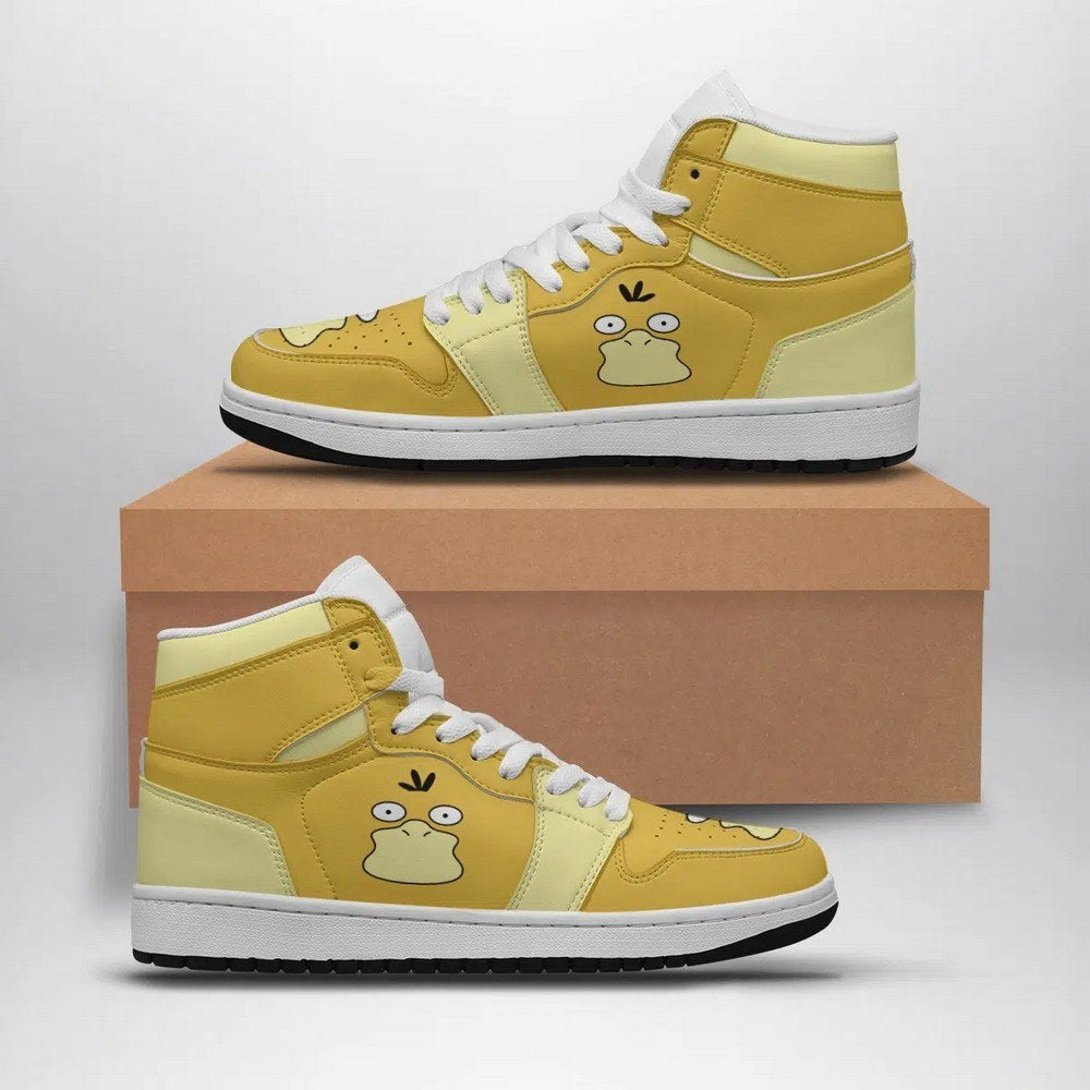 Ideafootwear Psyduck Face Pokemon  AJ1 High Sneakers Shoes For Men And Women