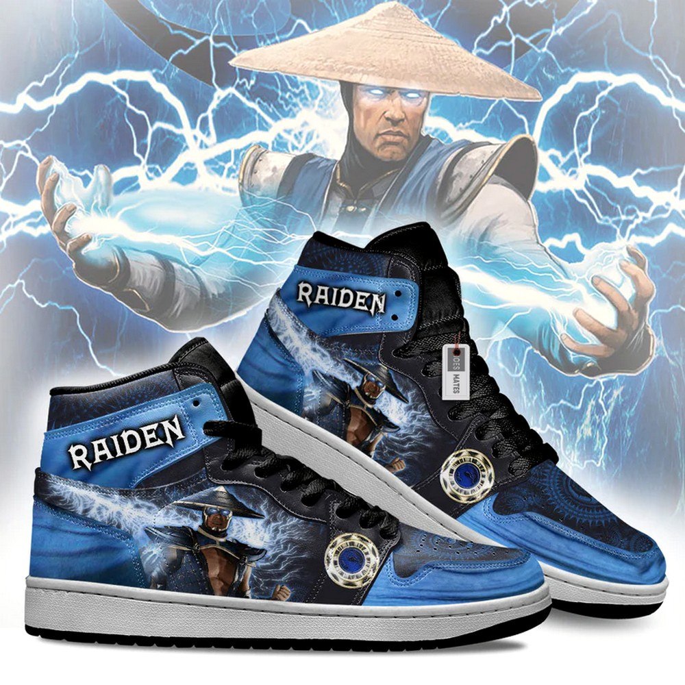 Ideafootwear Raiden Mortal Kombat AJ1 High Sneakers Shoes For Men And Women