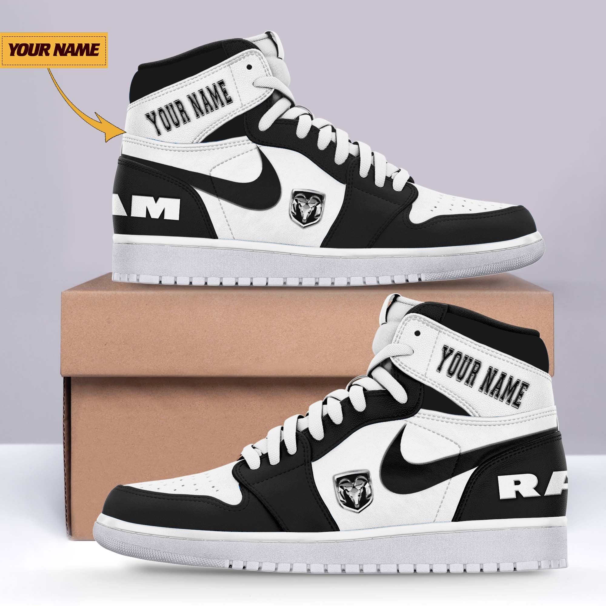 Ideafootwear Ram truck AJ1 High Sneakers Shoes For Men And Women