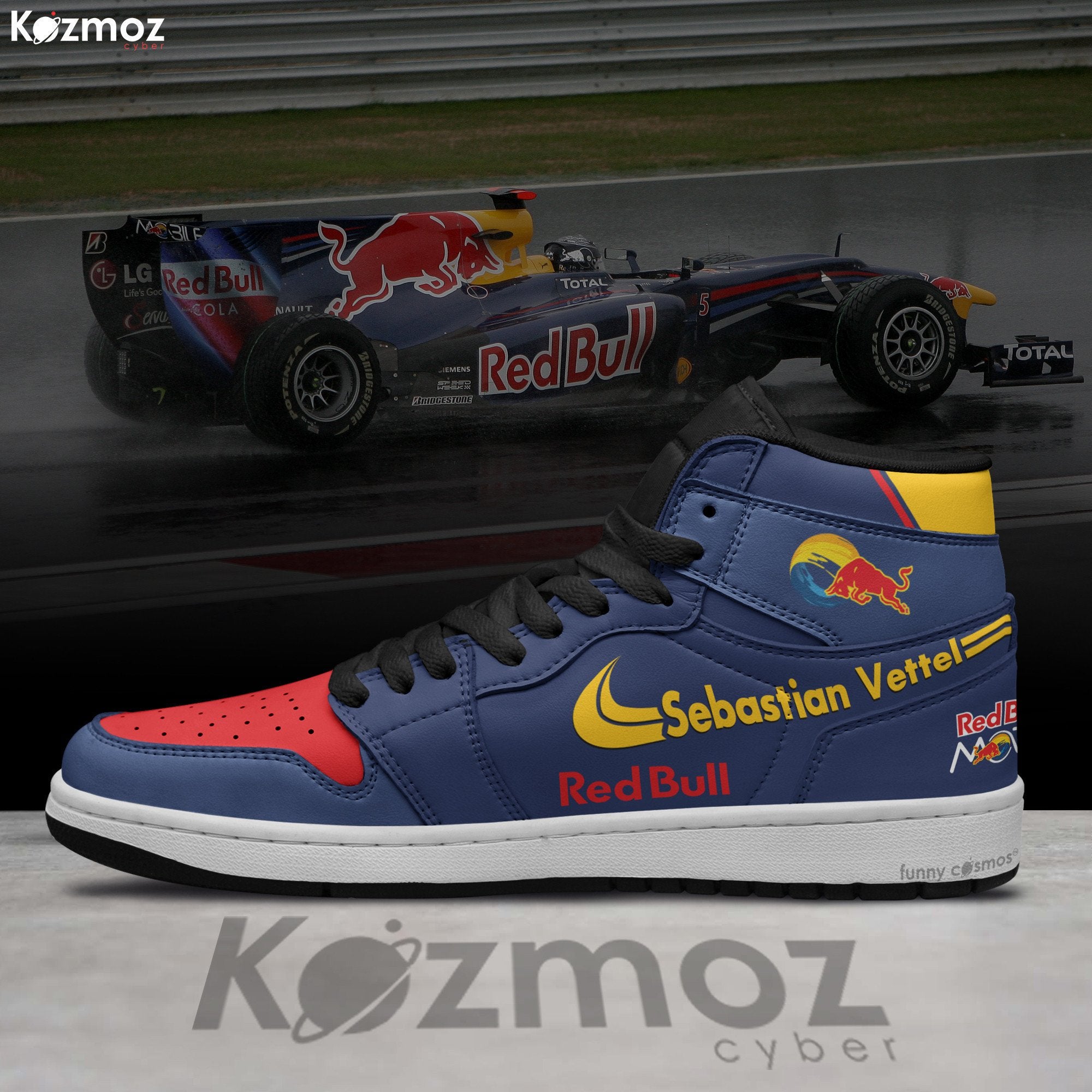 Ideafootwear Red Bull AJ1 High Sneakers Shoes For Men And Women