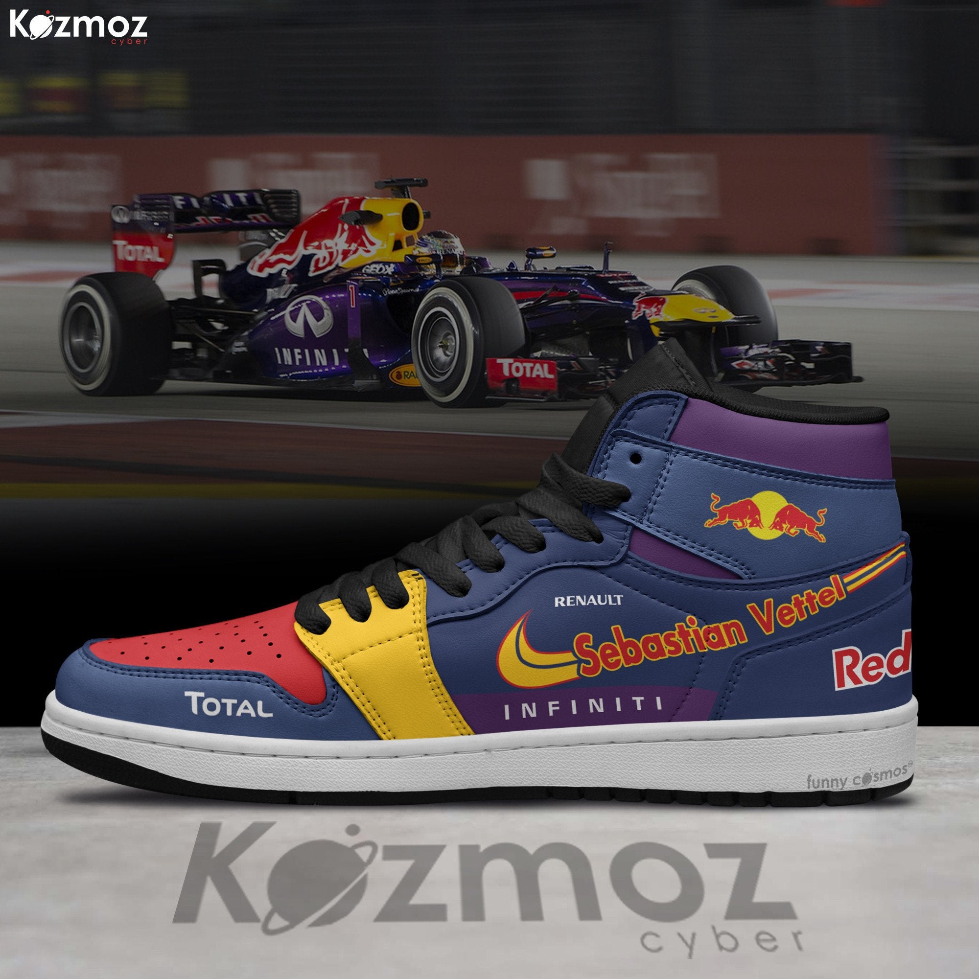 Ideafootwear Red Bull AJ1 High Sneakers Shoes For Men And Women