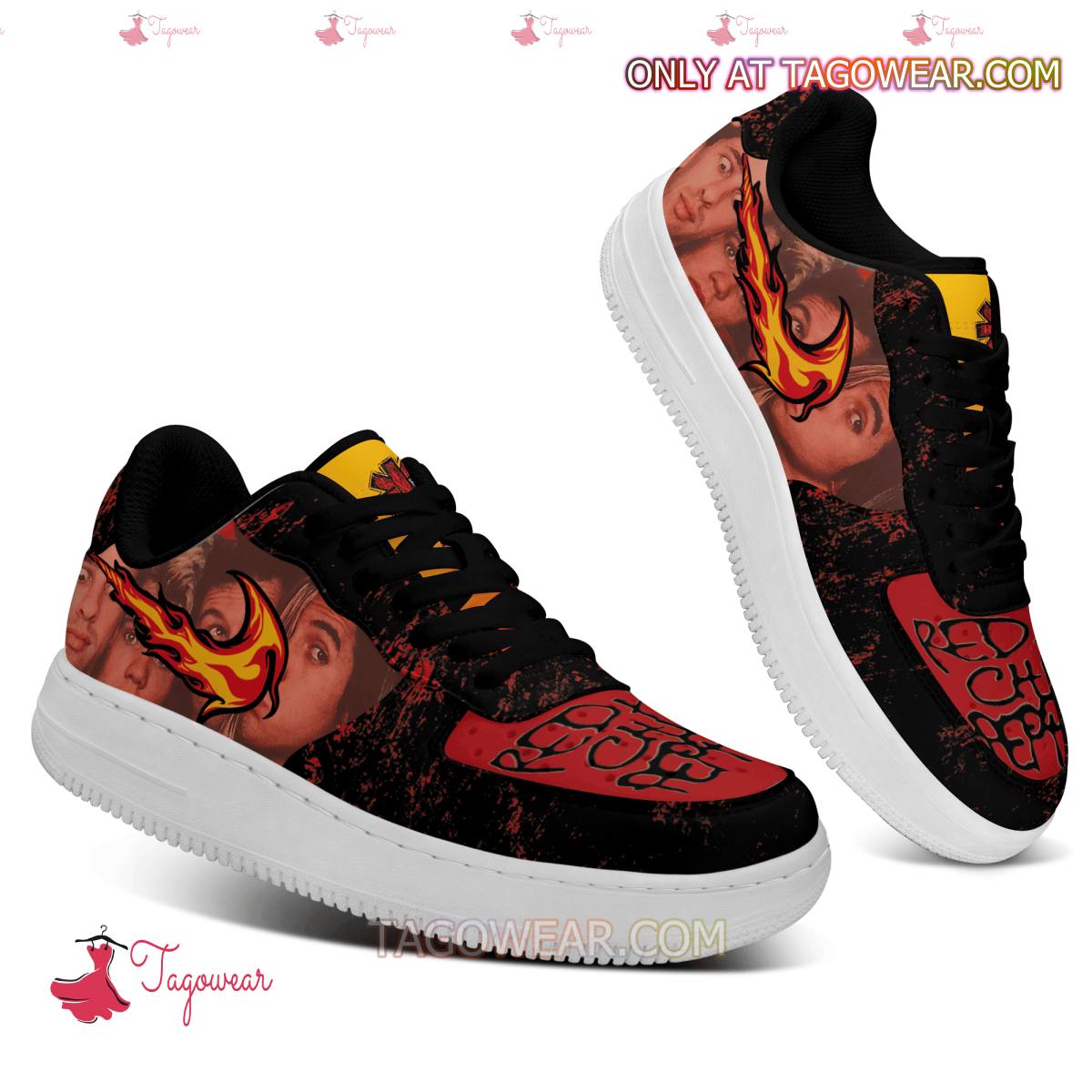Ideafootwear Red Hot Chilli Peppers Band Air Low-Top Sneakers Shoes For Men And Women 3
