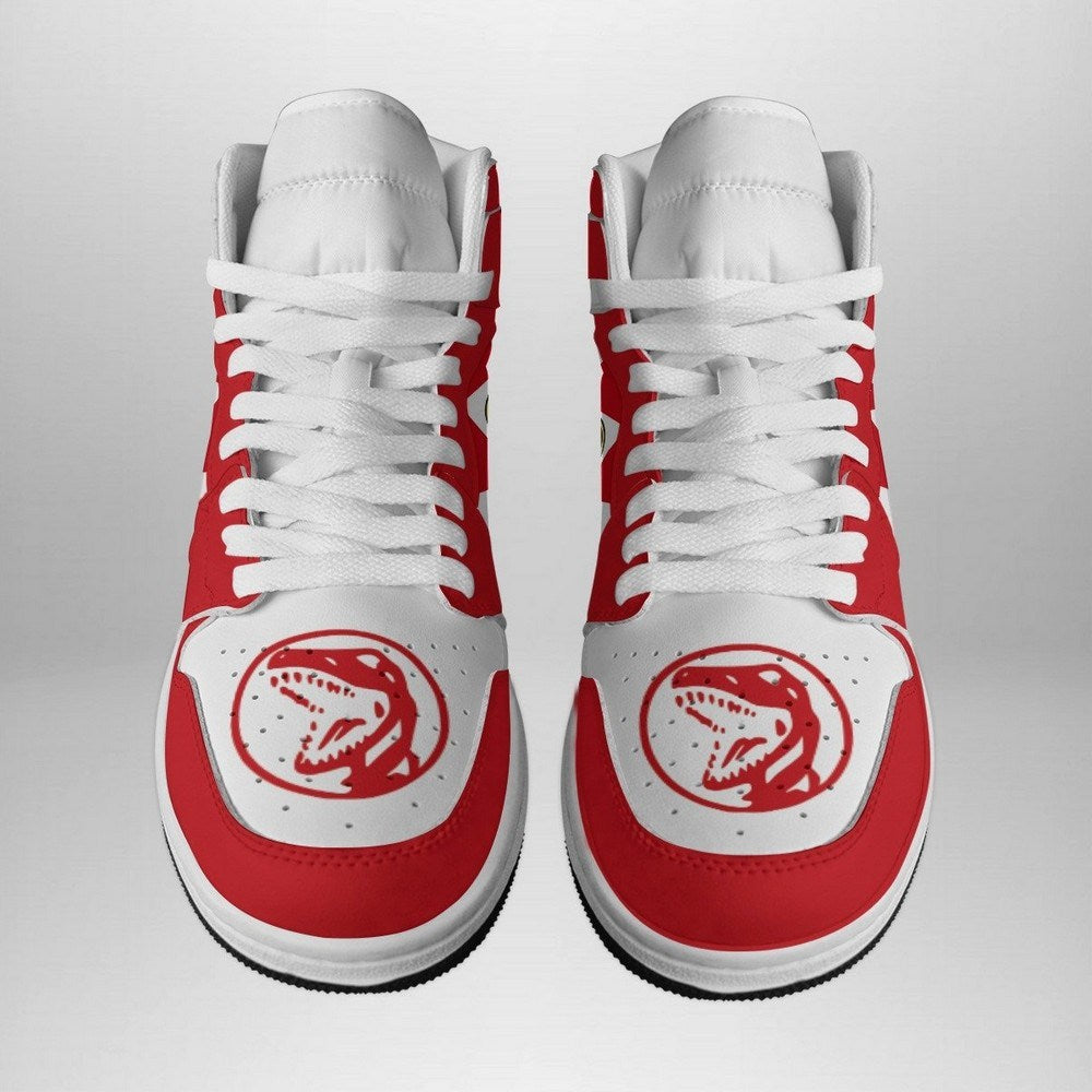 Ideafootwear Red Ranger Mighty Morphin Power Rangers AJ1 High Sneakers Shoes For Men And Women