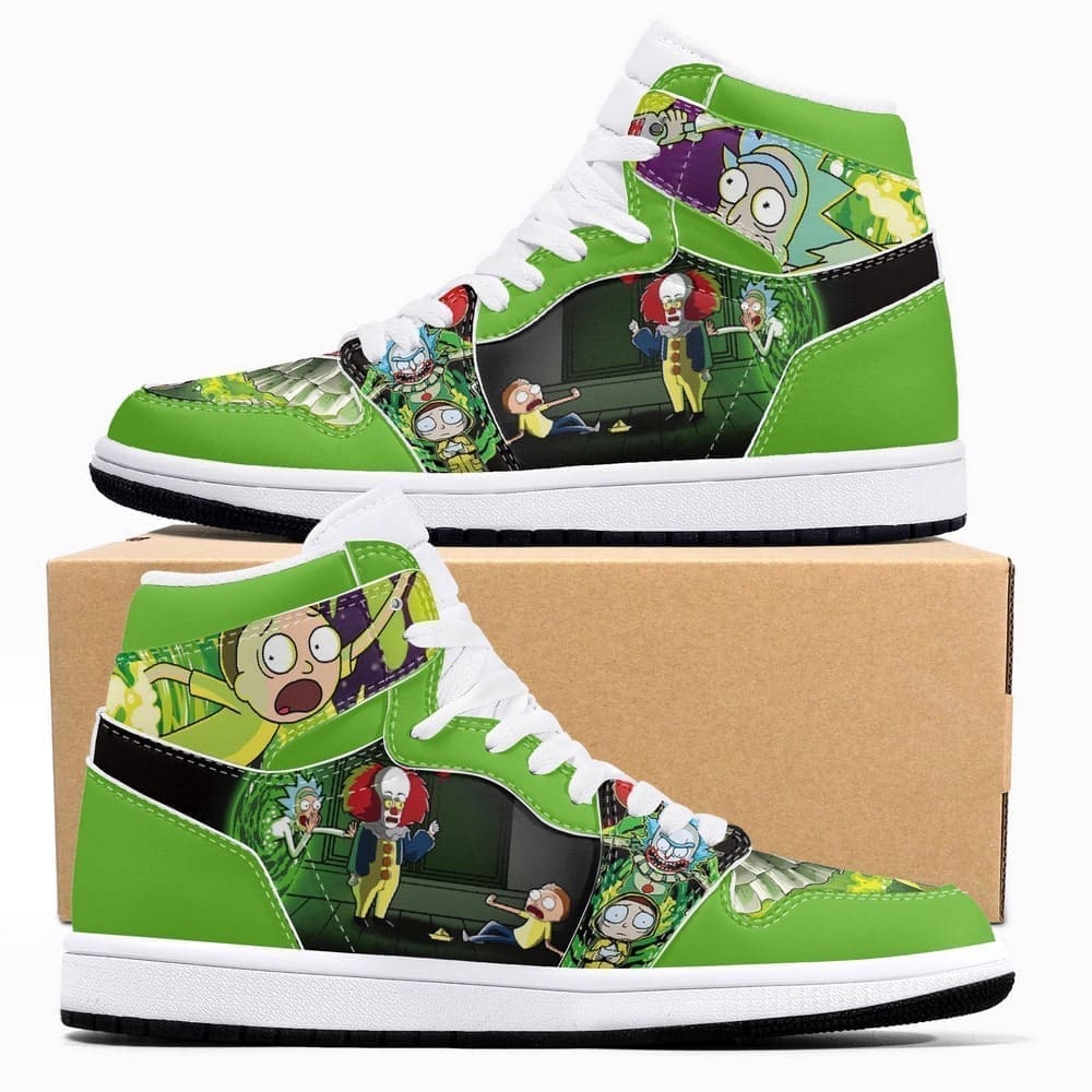 Ideafootwear Rick and Morty AJ1 High Sneakers Shoes For Men And Women