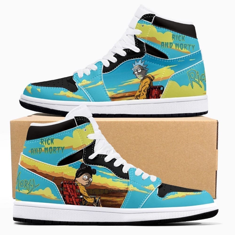 Ideafootwear Rick and Morty Crossover Breaking Bad AJ1 High Sneakers Shoes For Men And Women