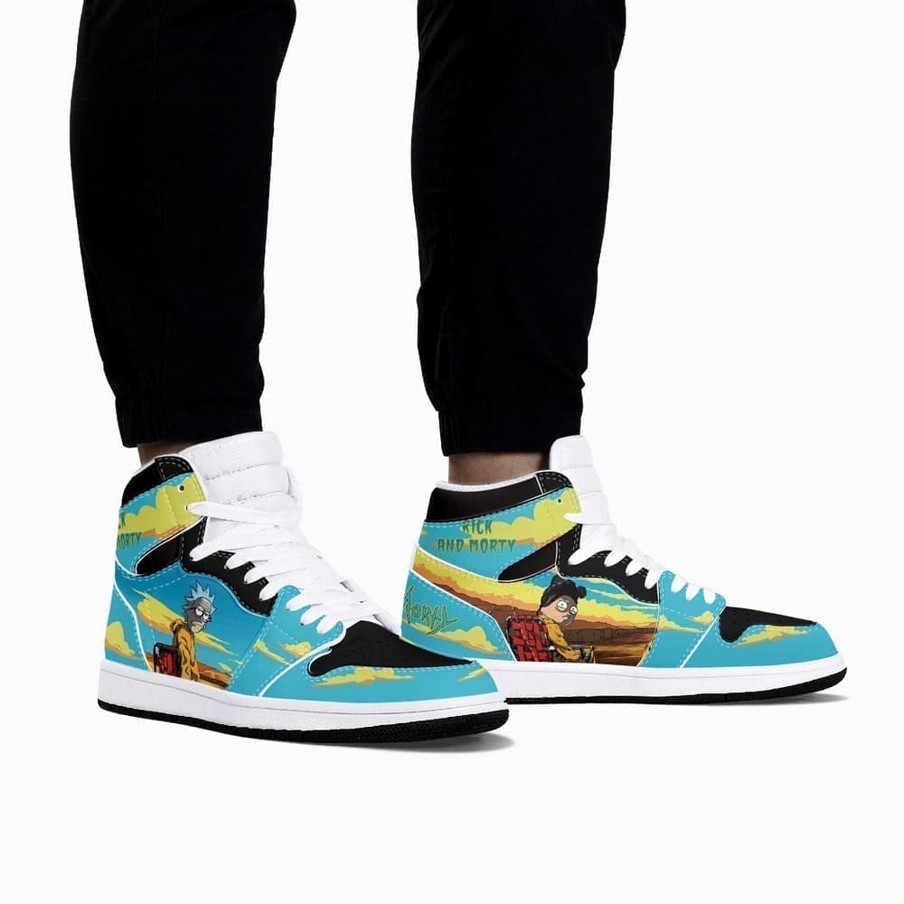 Ideafootwear Rick and Morty Crossover Breaking Bad AJ1 High Sneakers Shoes For Men And Women