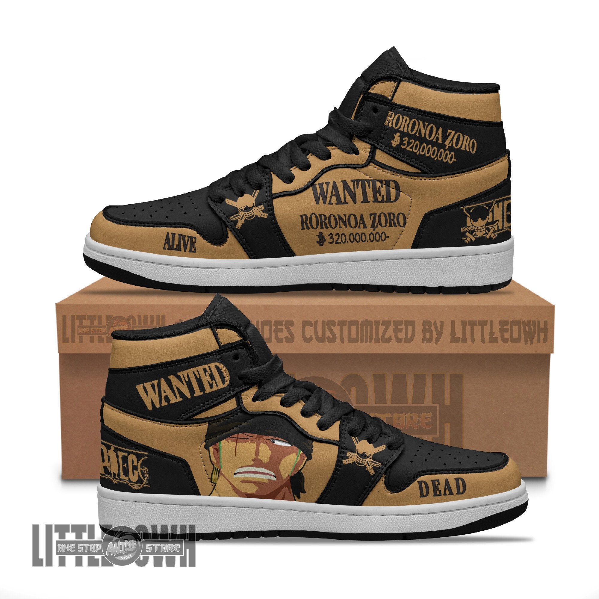 Ideafootwear Roronoa Zoro AJ1 High Sneakers Shoes For Men And Women