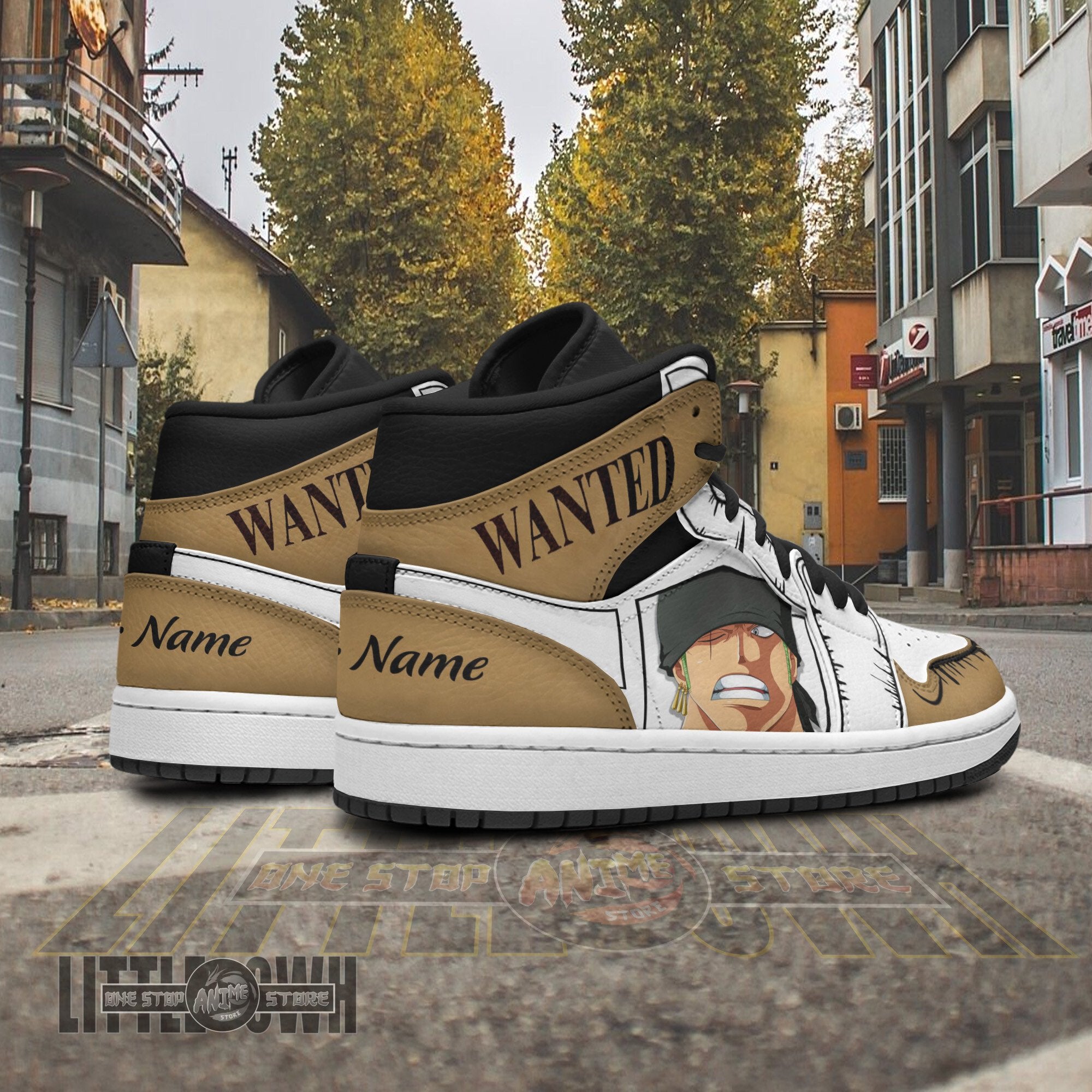 Ideafootwear Roronoa Zoro  AJ1 High Sneakers Shoes For Men And Women