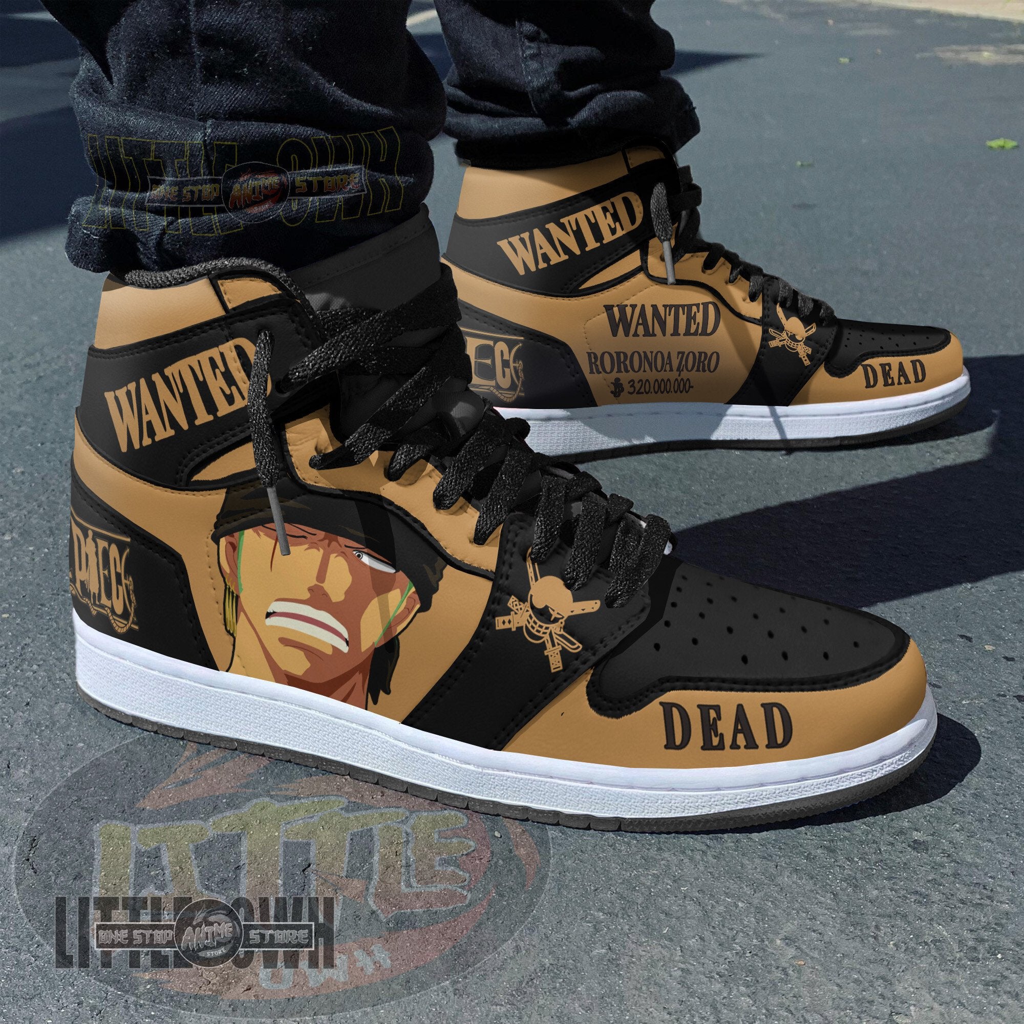 Ideafootwear Roronoa Zoro AJ1 High Sneakers Shoes For Men And Women