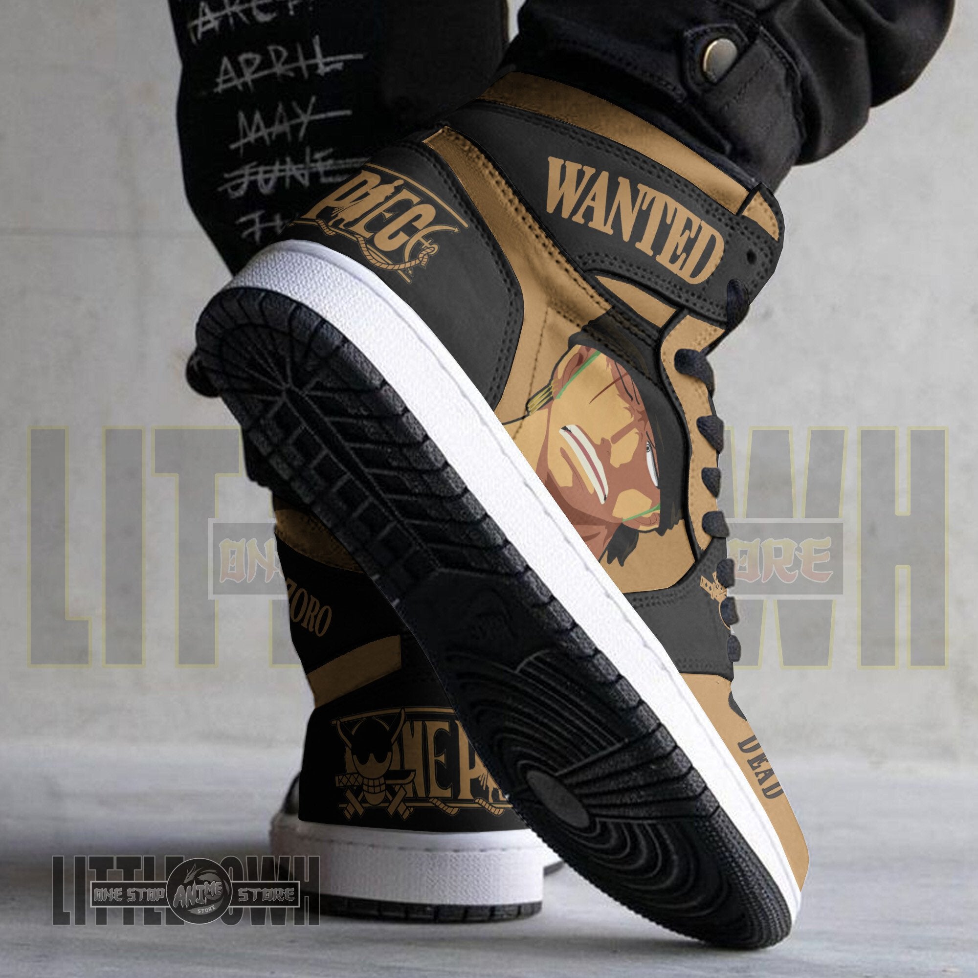 Ideafootwear Roronoa Zoro AJ1 High Sneakers Shoes For Men And Women