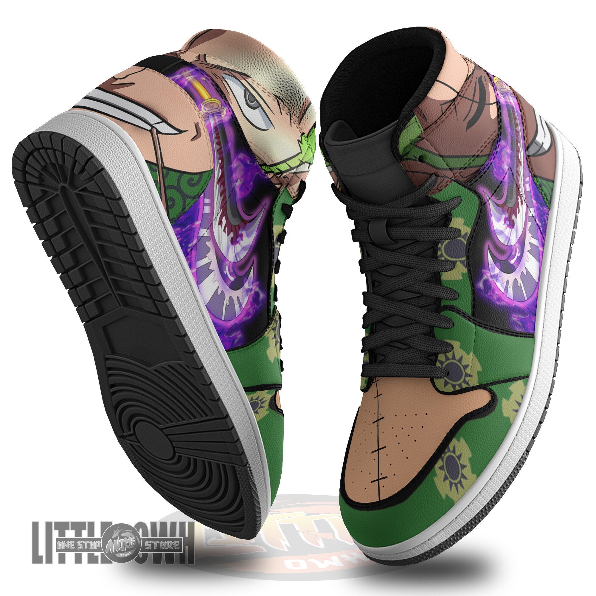 Ideafootwear Roronoa Zoro Wano AJ1 High Sneakers Shoes For Men And Women
