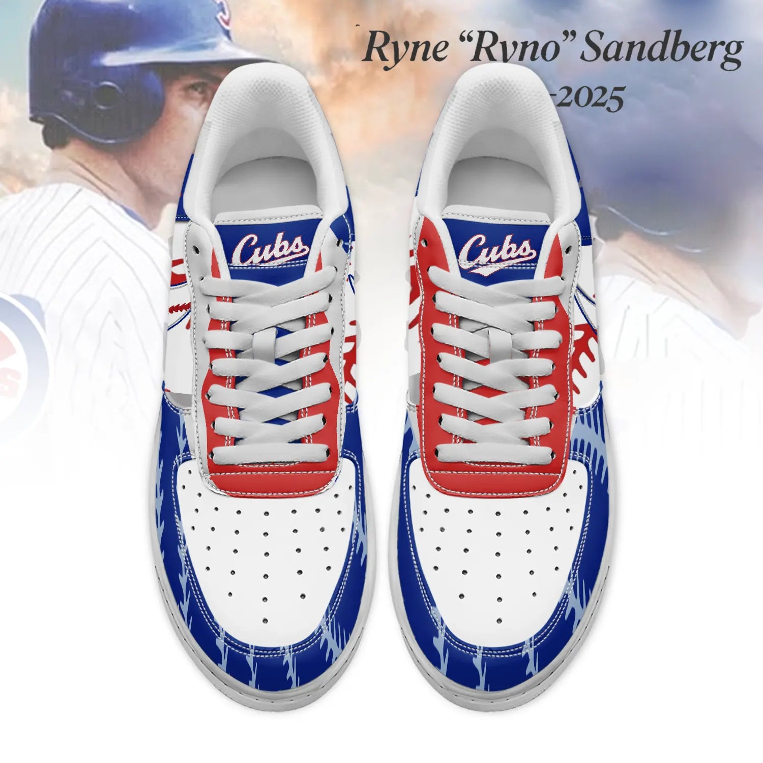 Ideafootwear Ryne Sandberg x Chicago Cubs Air Low-Top Sneakers Shoes For Men And Women 2