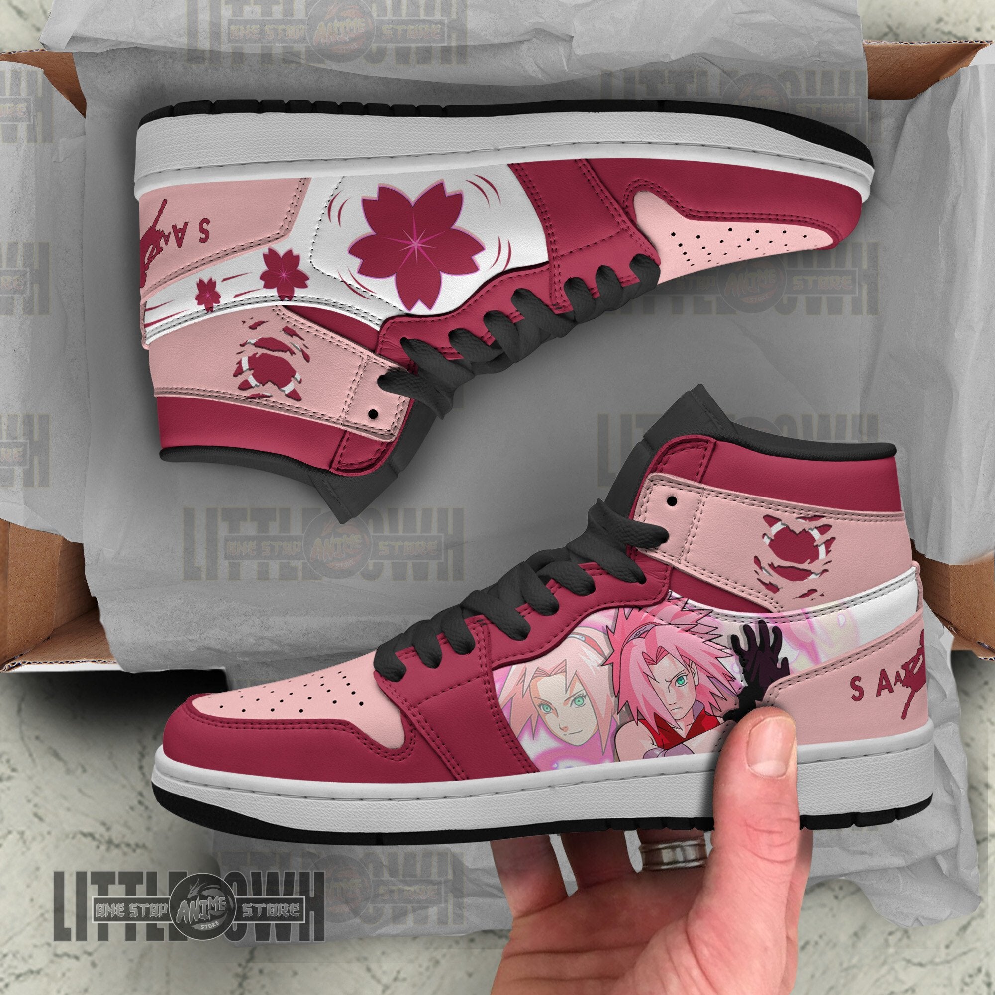 Ideafootwear Sakura AJ1 High Sneakers Shoes For Men And Women