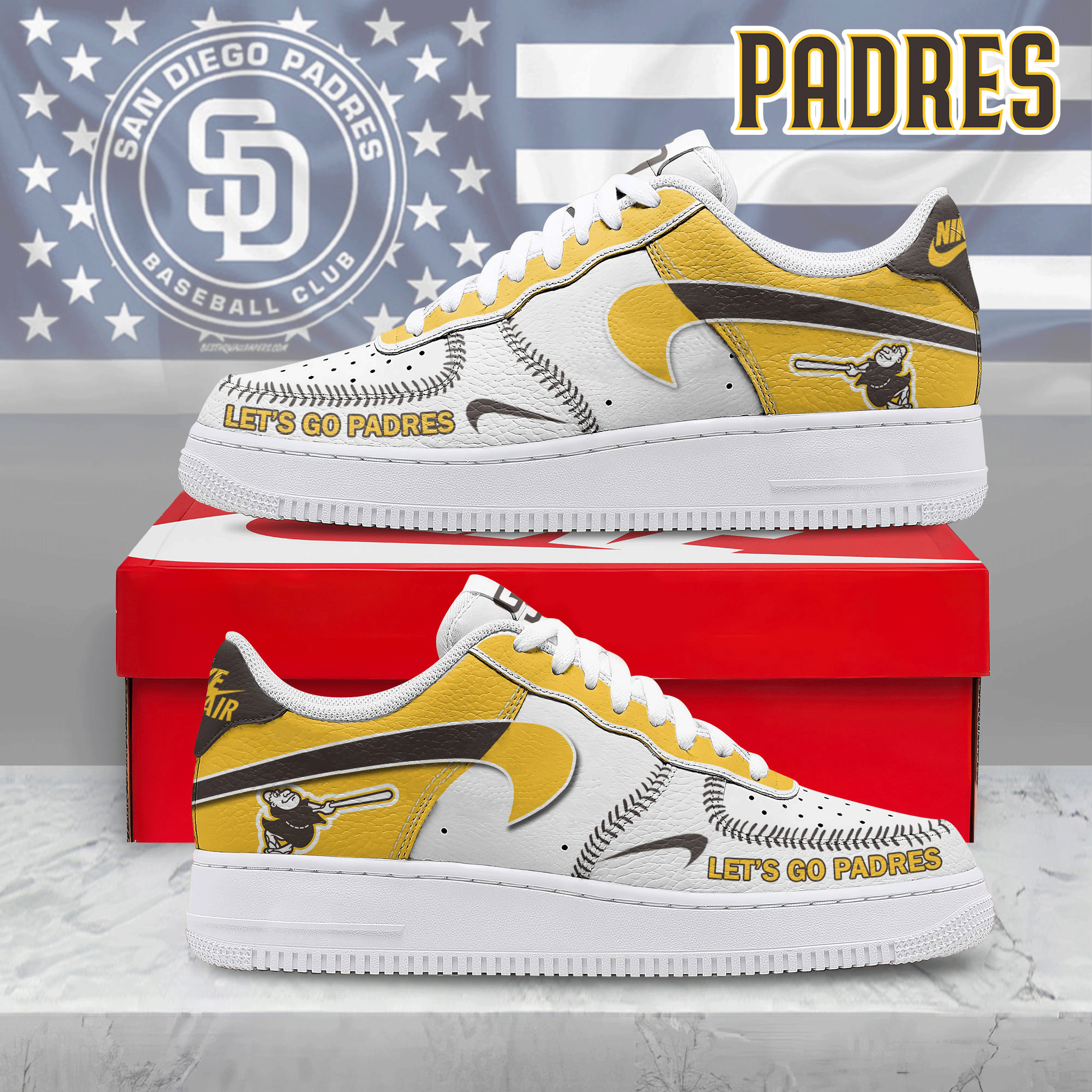 Ideafootwear San Diego Padres Air Low-Top Sneakers Shoes For Men And Women 1