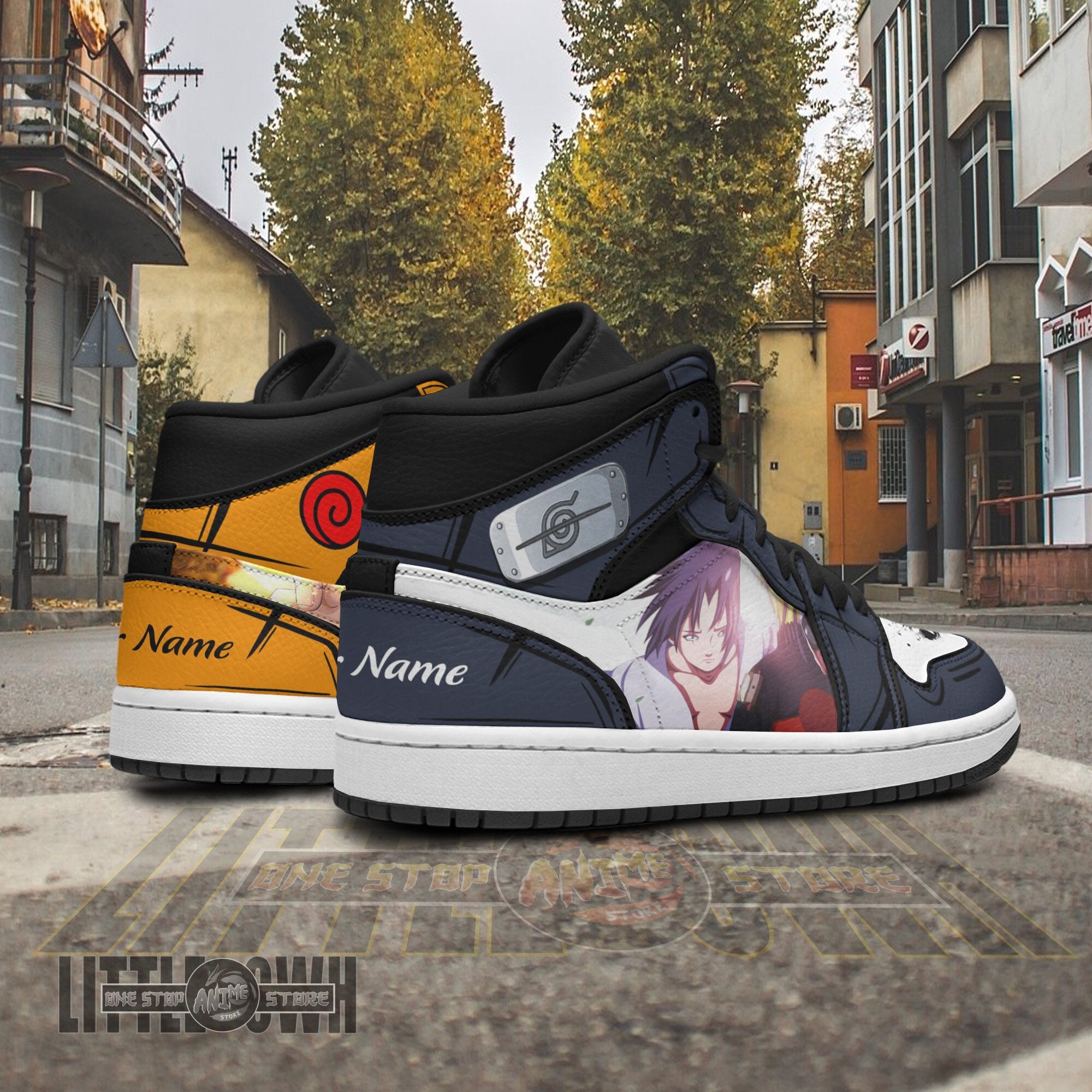Ideafootwear Sasuke  Naruto AJ1 High Sneakers Shoes For Men And Women