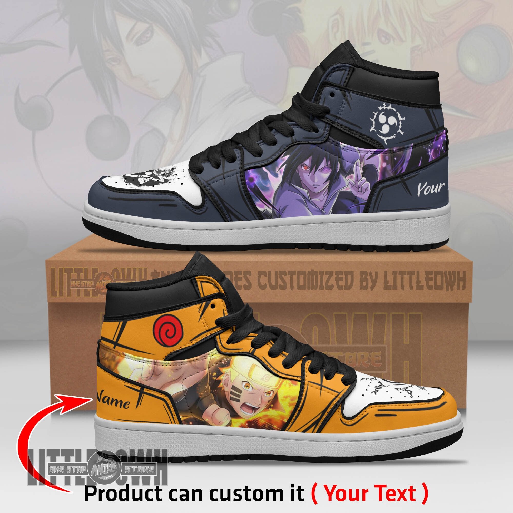 Ideafootwear Sasuke  Naruto AJ1 High Sneakers Shoes For Men And Women
