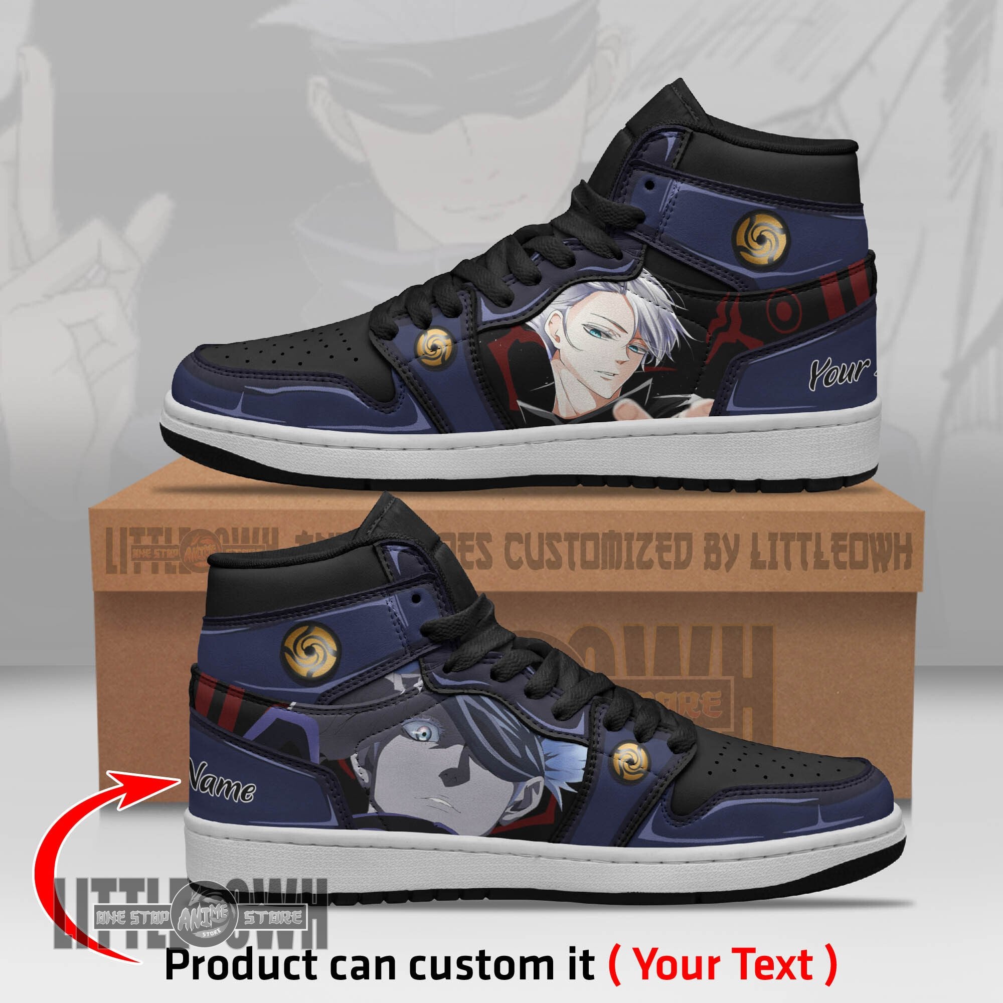 Ideafootwear Satoru Gojo AJ1 High Sneakers Shoes For Men And Women