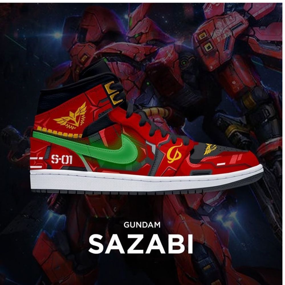 Ideafootwear Sazabi Gundam  AJ1 High Sneakers Shoes For Men And Women