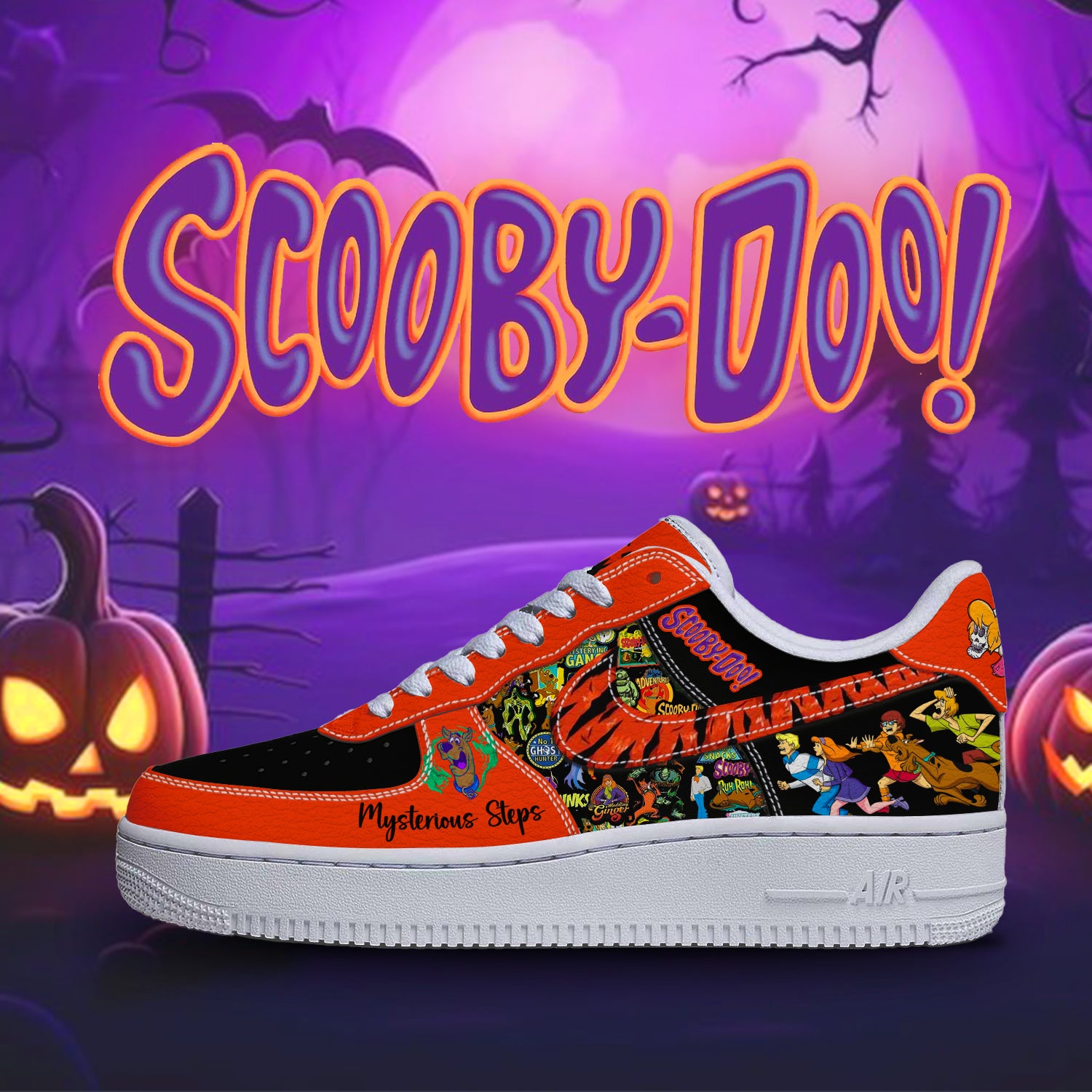 Ideafootwear Scooby-Doo x Halloween Air Low-Top Sneakers Shoes For Men And Women 1