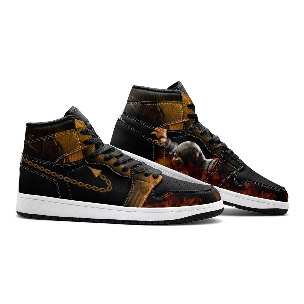 Ideafootwear Scorpion Mortal Kombat AJ1 High Sneakers Shoes For Men And Women