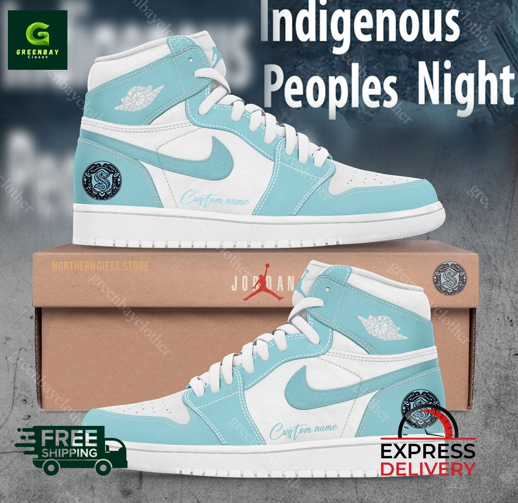 Ideafootwear Seattle Kraken AJ1 High Sneakers Shoes For Men And Women