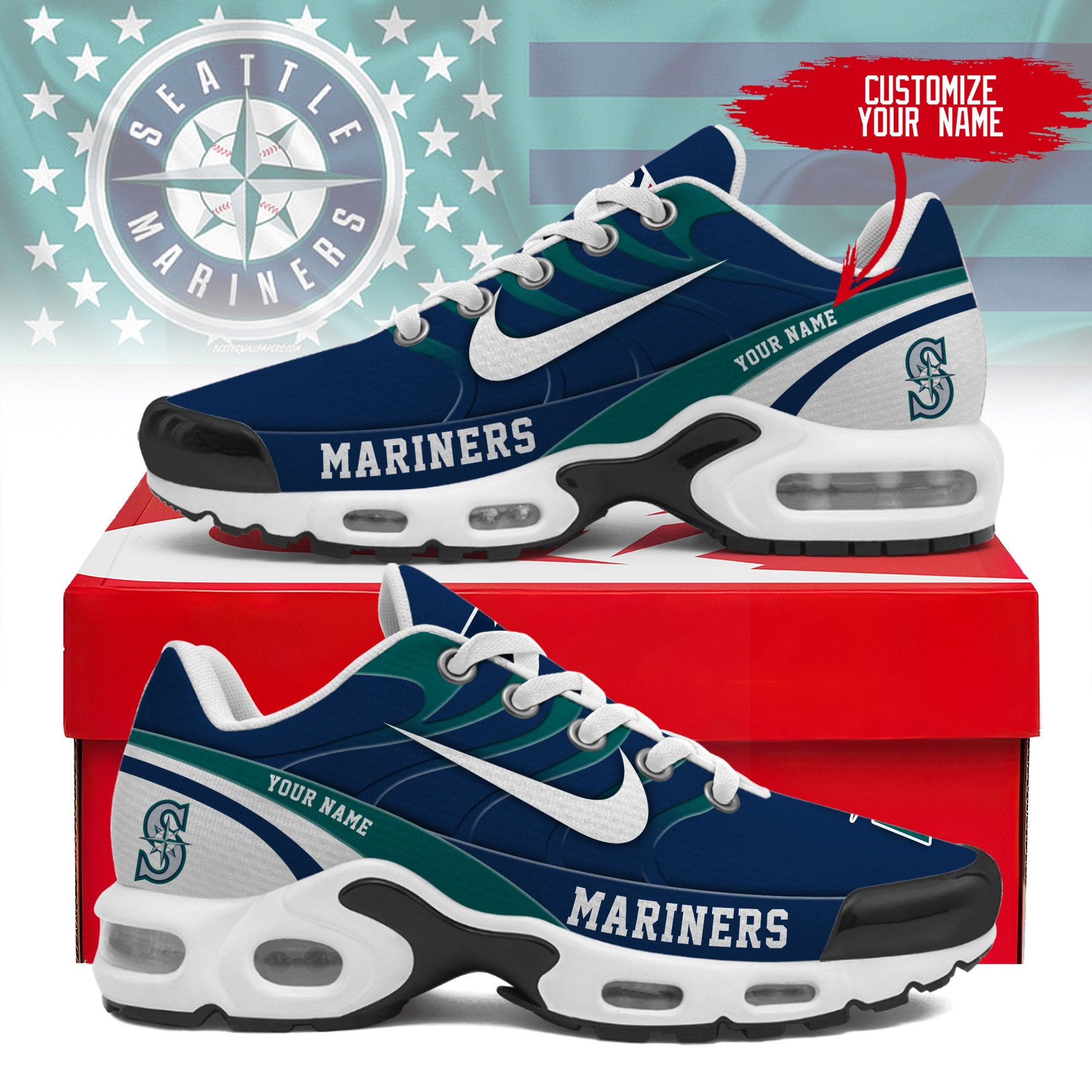 Ideafootwear Seattle Mariners TN Shoes Sneakers For Men And Women