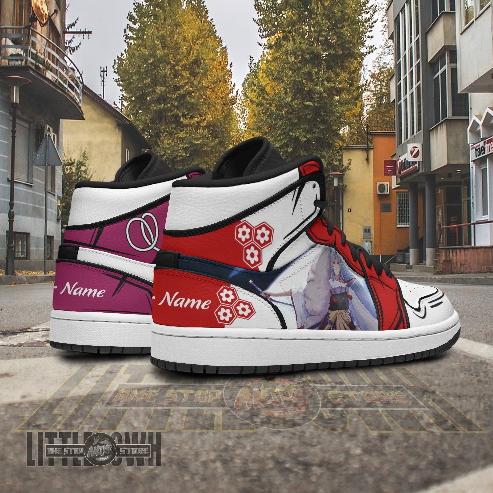 Ideafootwear Sesshomaru Kagura AJ1 High Sneakers Shoes For Men And Women