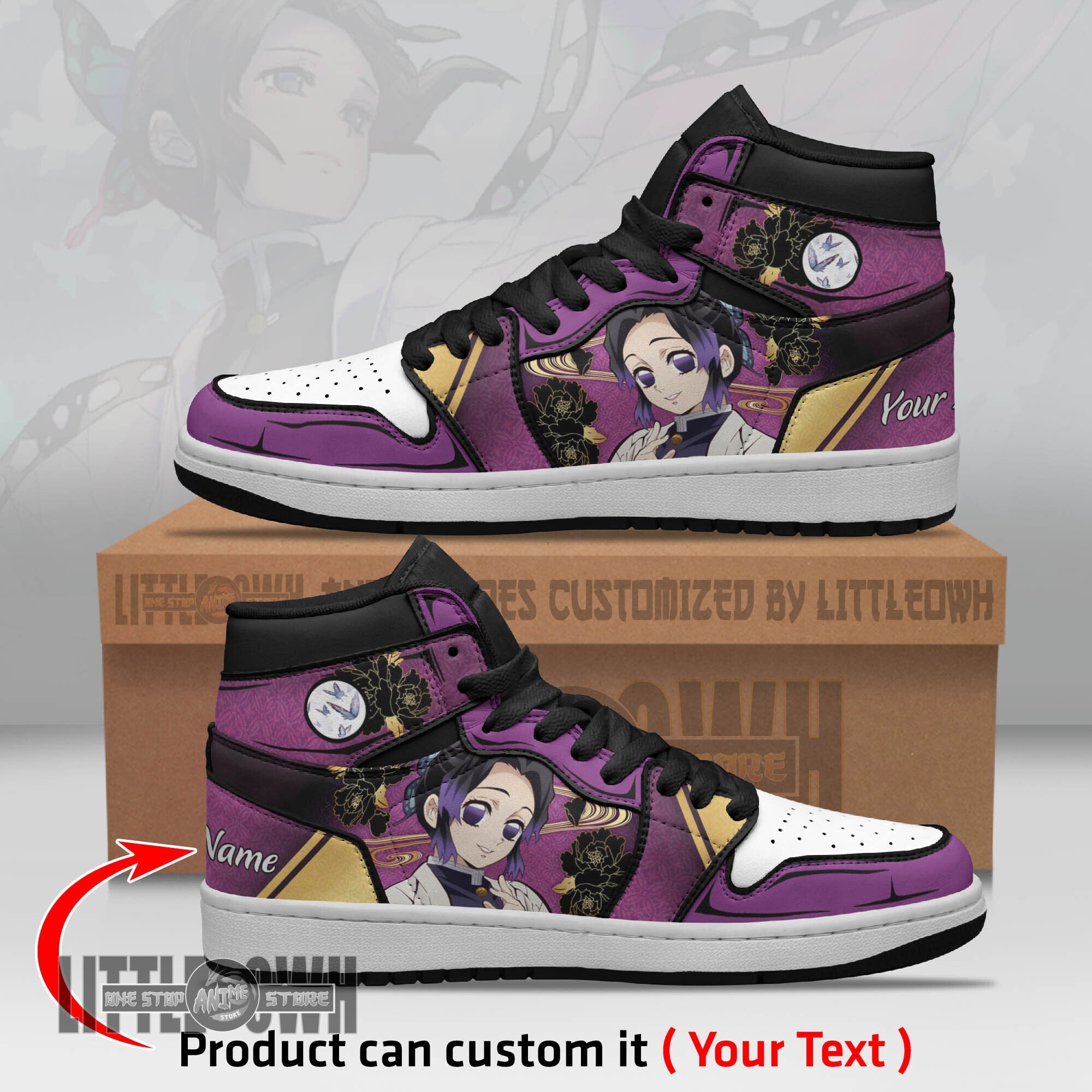 Ideafootwear Shinobu Kochou AJ1 High Sneakers Shoes For Men And Women