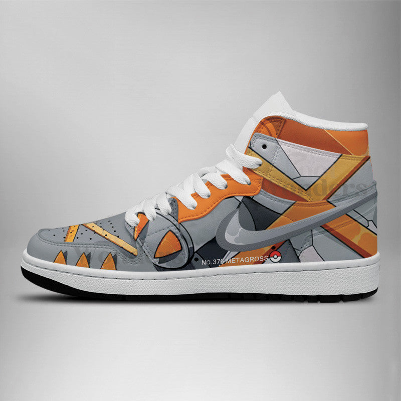 Ideafootwear Shiny Metagross AJ1 High Sneakers Shoes For Men And Women