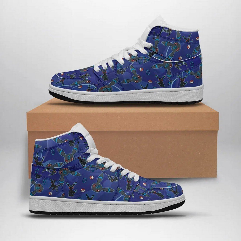 Ideafootwear Shiny Umbreon Pattern Pokemon  AJ1 High Sneakers Shoes For Men And Women