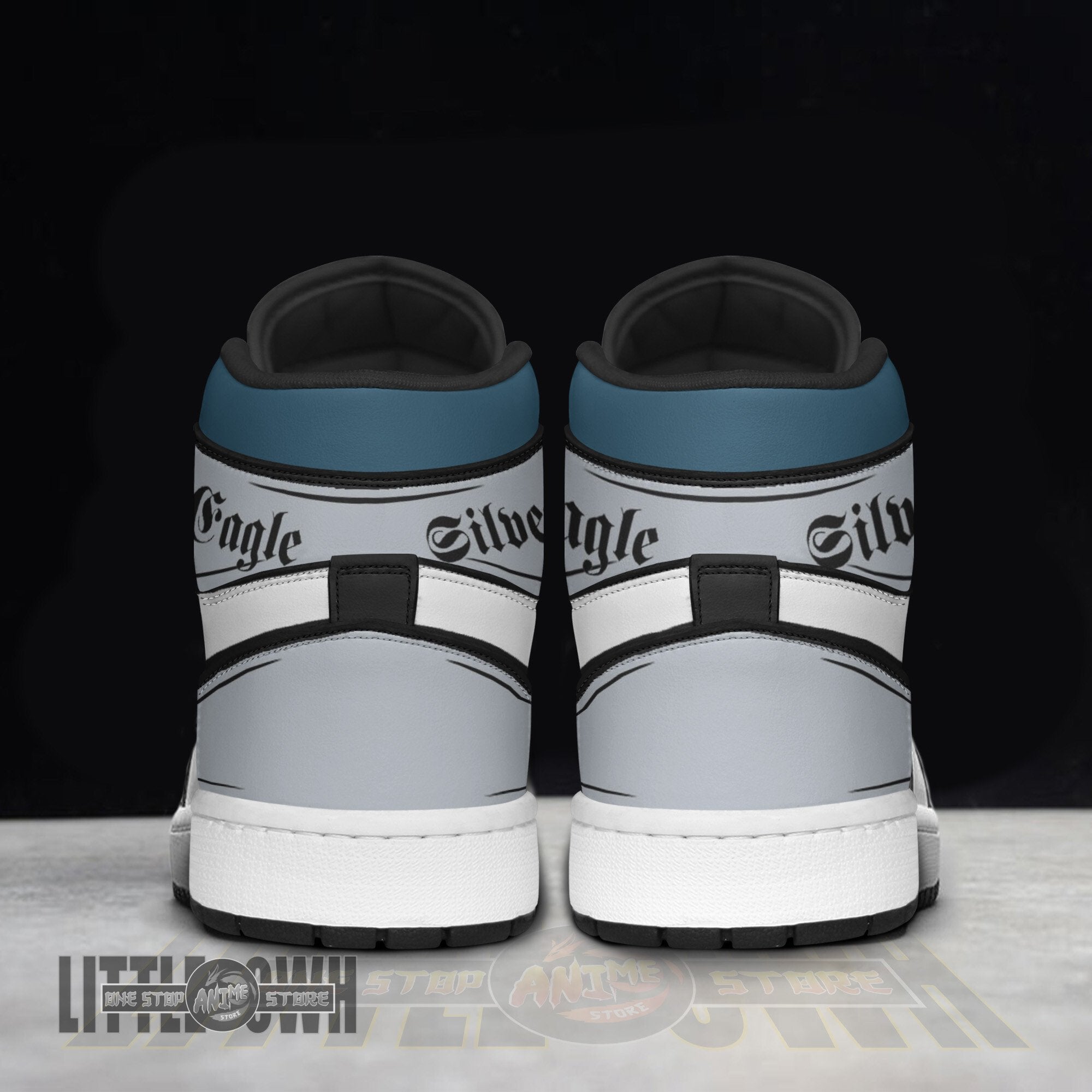 Ideafootwear Silver Eagle AJ1 High Sneakers Shoes For Men And Women