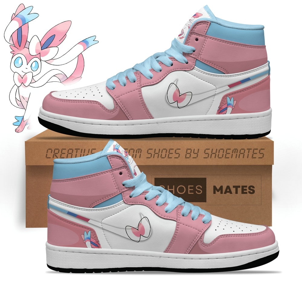 Ideafootwear Slylyeon Pokemon  AJ1 High Sneakers Shoes For Men And Women