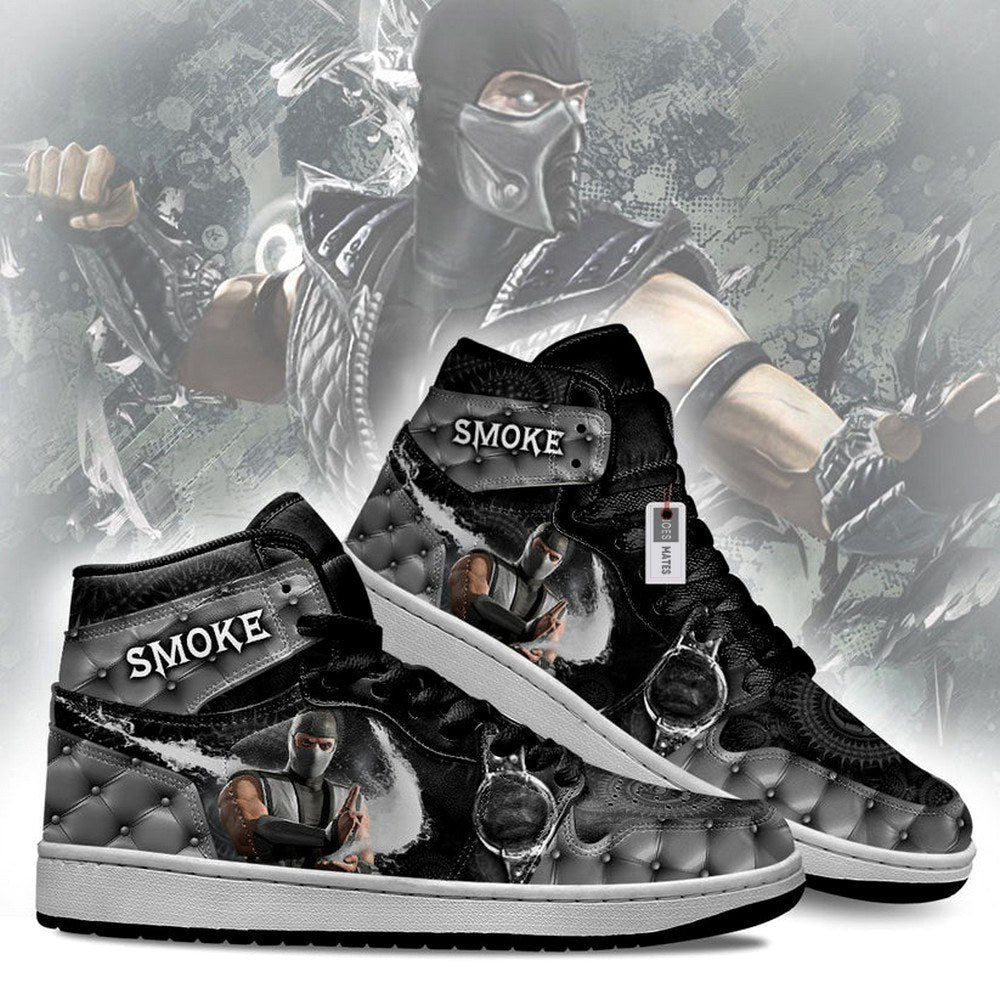 Ideafootwear Smoke Mortal Kombat AJ1 High Sneakers Shoes For Men And Women
