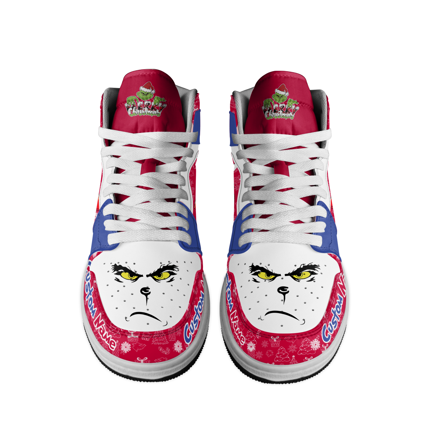 Ideafootwear SMU Mustangs x The Grinch x Christmas AJ1 High Sneakers Shoes For Men And Women