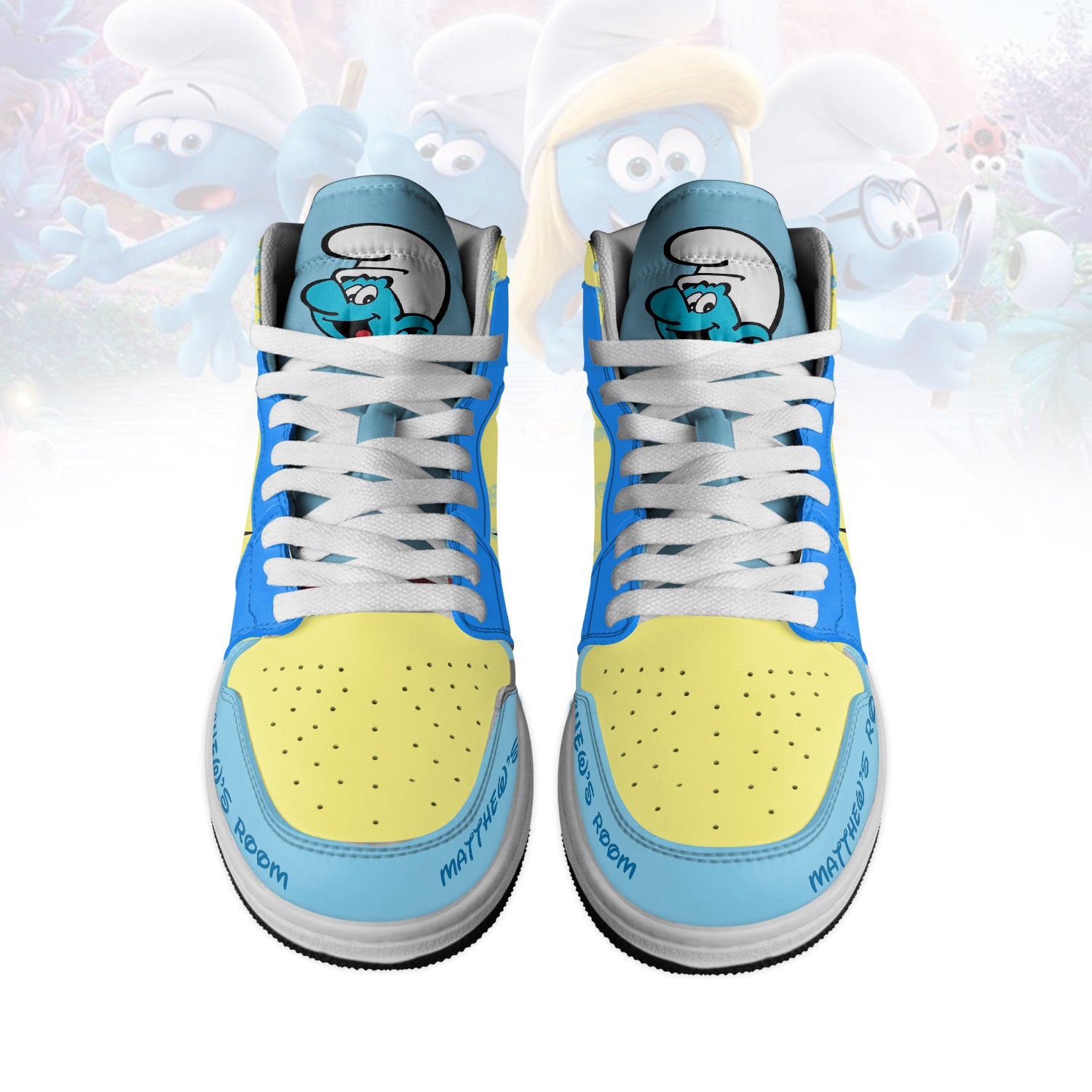 Ideafootwear The Smurfs AJ1 High Sneakers Shoes For Men And Women
