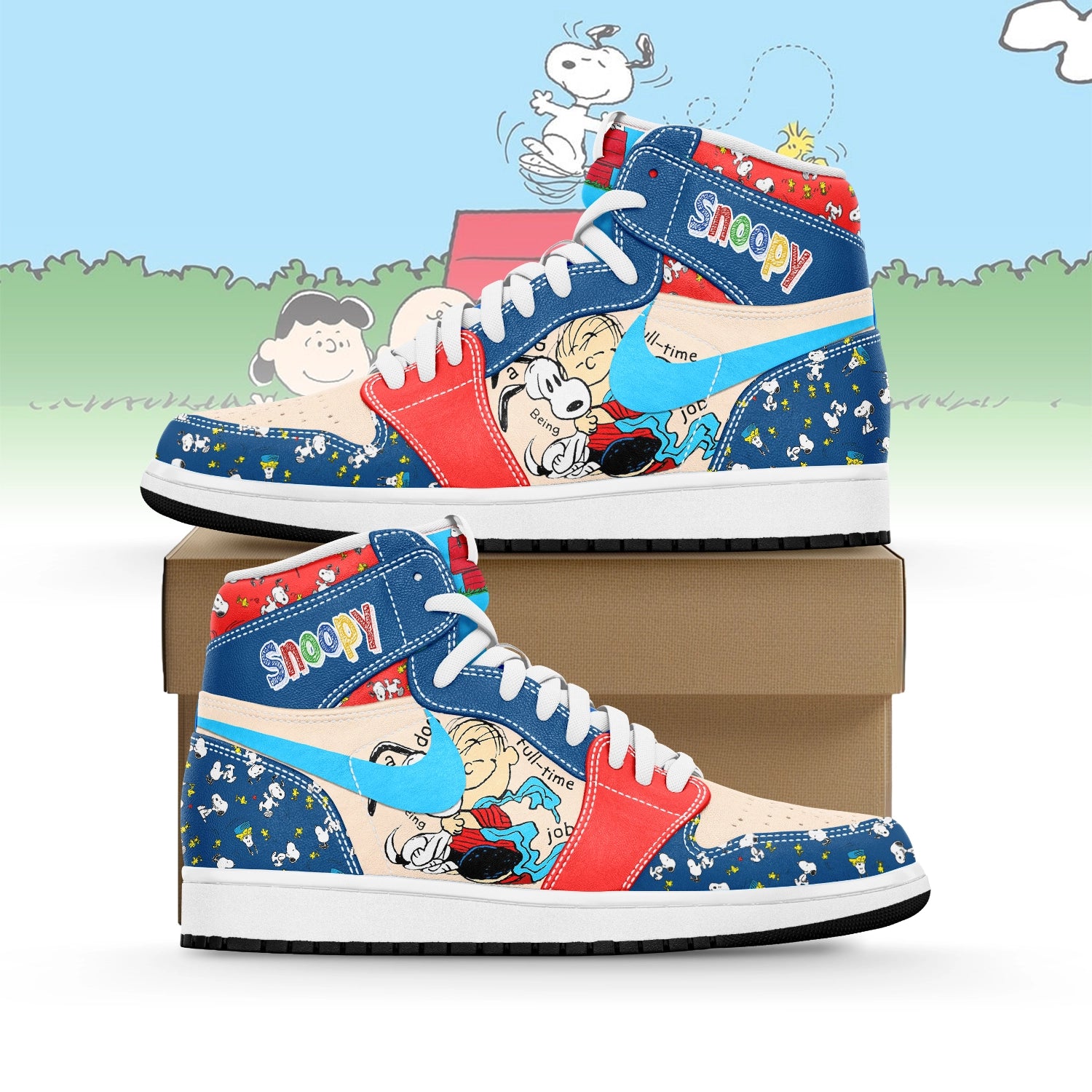 Ideafootwear Snoopy AJ1 High Sneakers Shoes For Men And Women